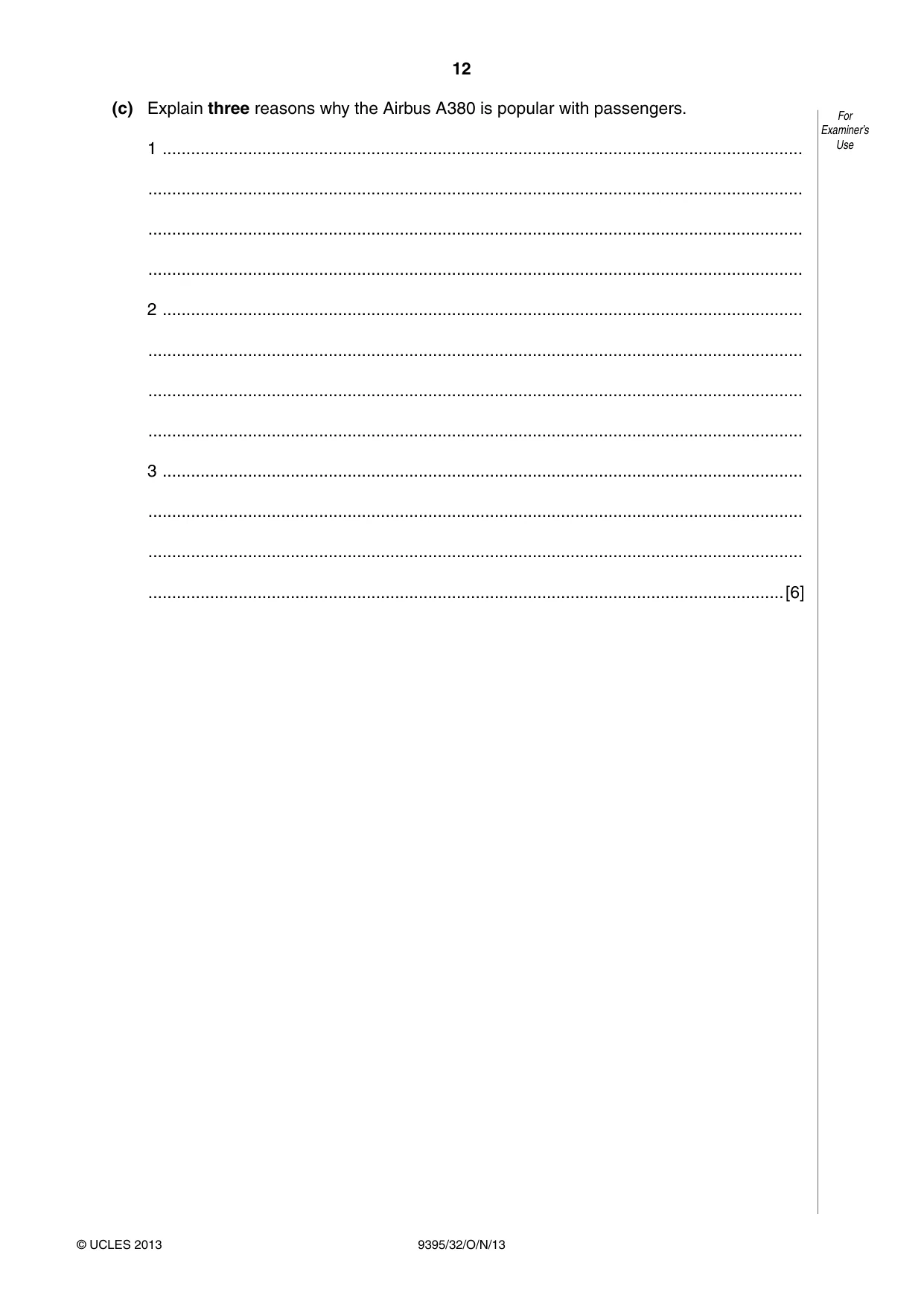 Cambridge A Level Travel and Tourism 9395 2013 Oct/Nov Paper 3 · Variant 2 question paper, page 12 of 16