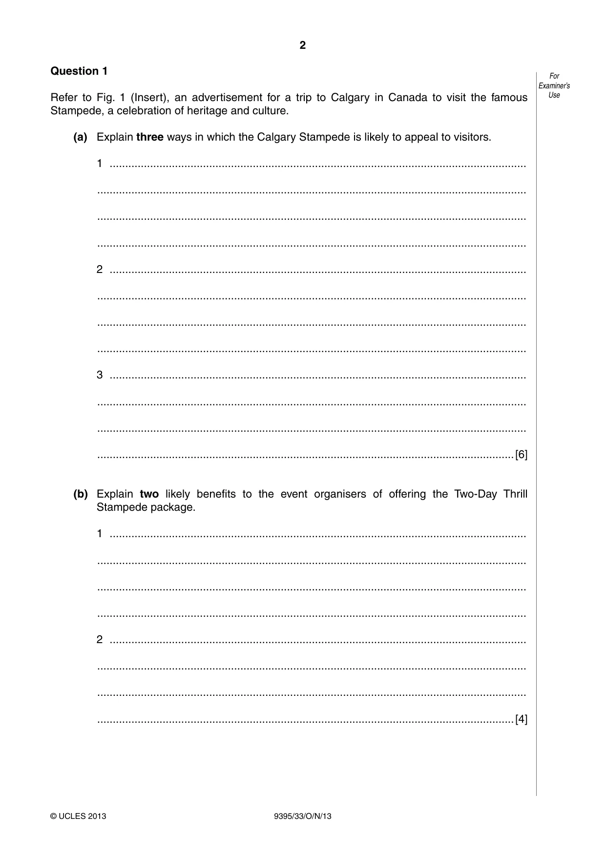 Cambridge A Level Travel and Tourism 9395 2013 Oct/Nov Paper 3 · Variant 3 question paper, page 2 of 16