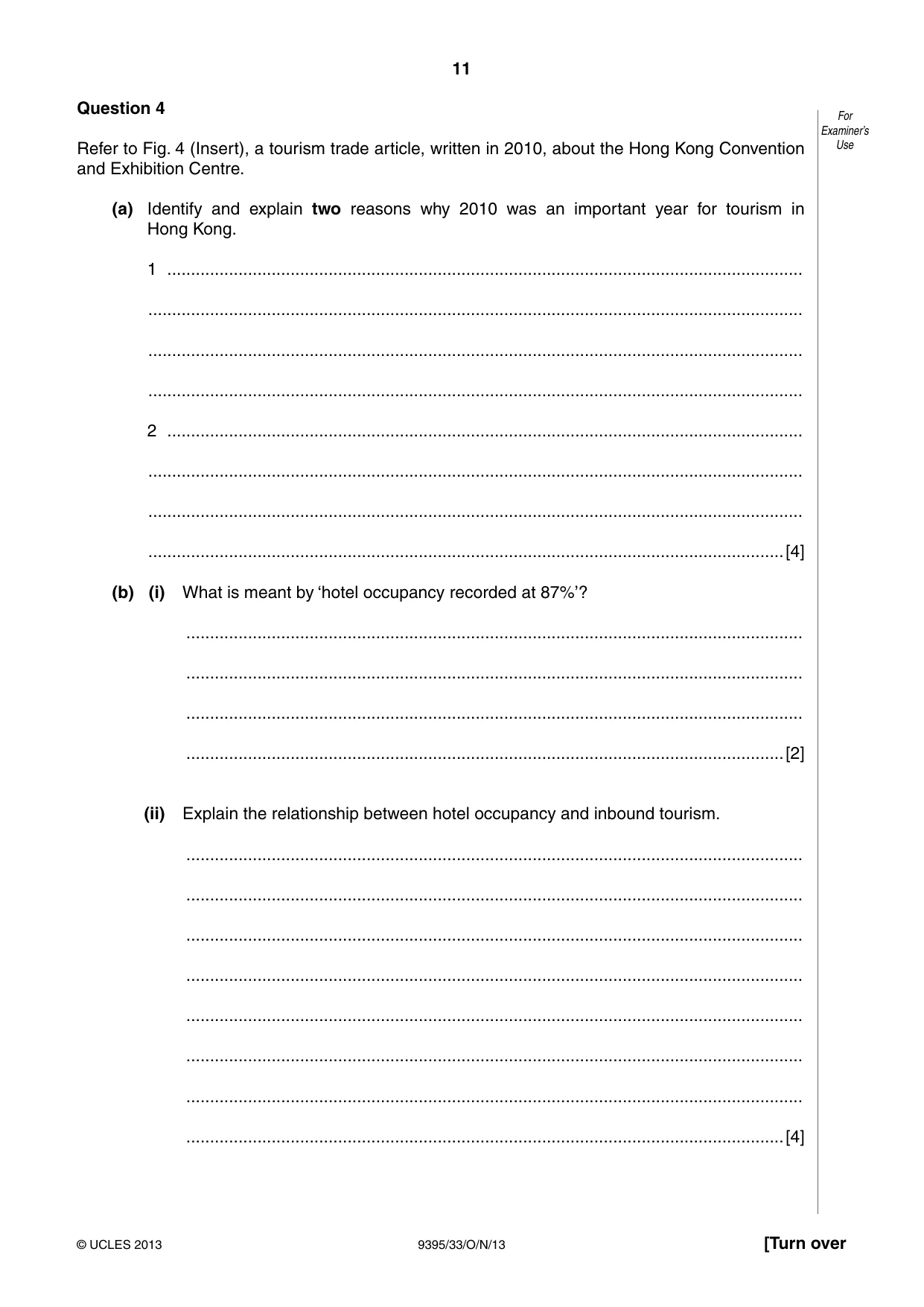 Cambridge A Level Travel and Tourism 9395 2013 Oct/Nov Paper 3 · Variant 3 question paper, page 11 of 16