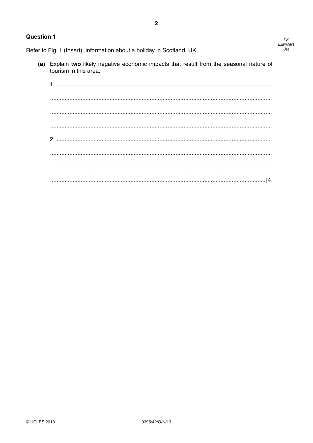 Cambridge A Level Travel and Tourism 9395 2013 Oct/Nov Paper 4 · Variant 2 question paper, page 2 of 8
