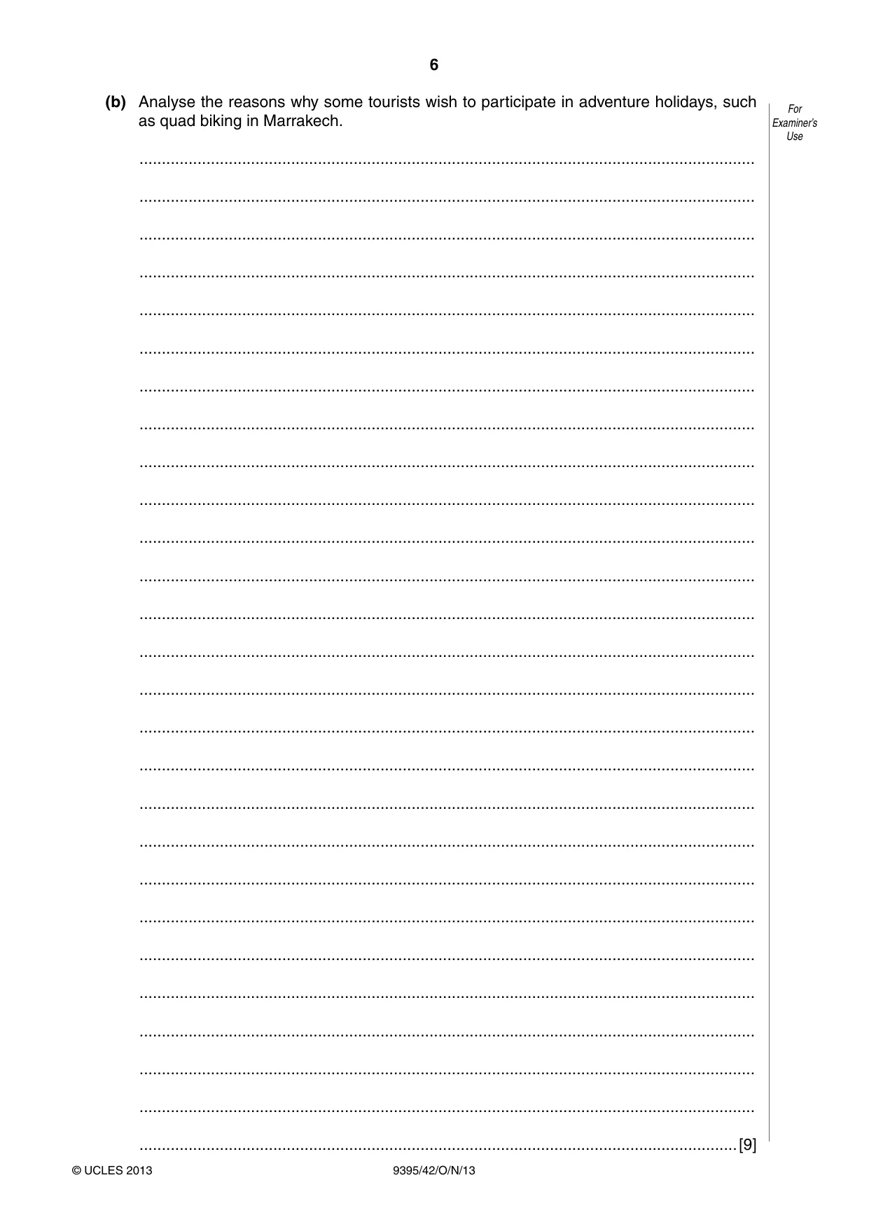 Cambridge A Level Travel and Tourism 9395 2013 Oct/Nov Paper 4 · Variant 2 question paper, page 6 of 8