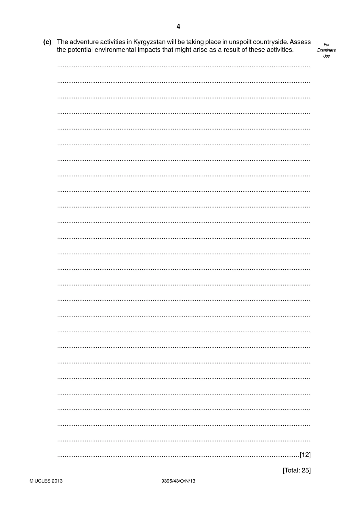 Cambridge A Level Travel and Tourism 9395 2013 Oct/Nov Paper 4 · Variant 3 question paper, page 4 of 8