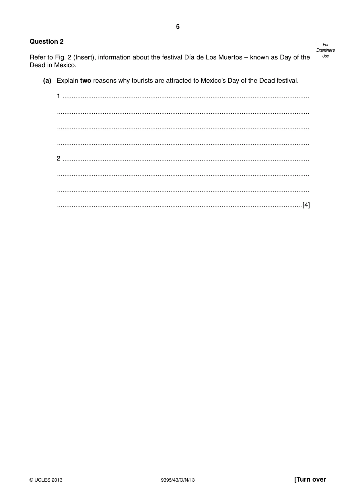 Cambridge A Level Travel and Tourism 9395 2013 Oct/Nov Paper 4 · Variant 3 question paper, page 5 of 8