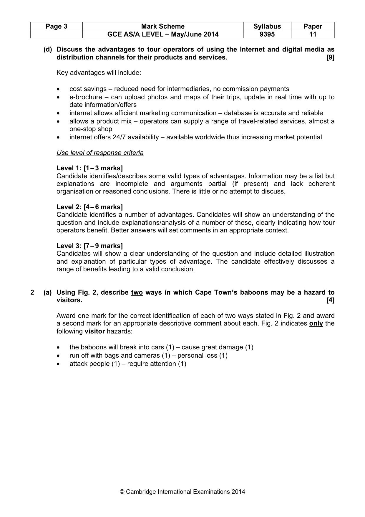 Mark scheme, page 3 of 9