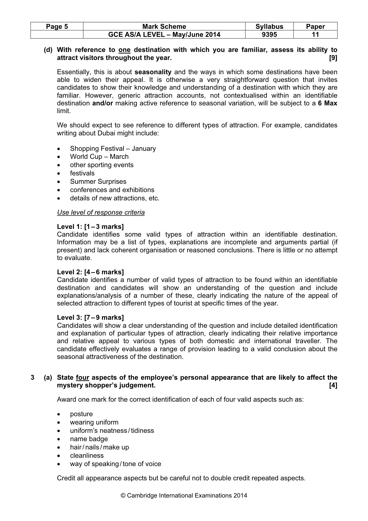 Mark scheme, page 5 of 9