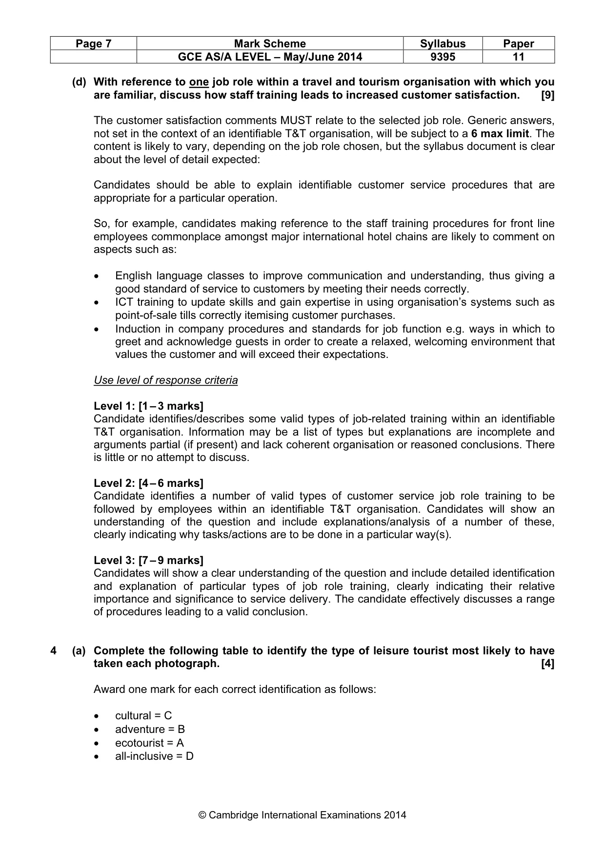 Mark scheme, page 7 of 9