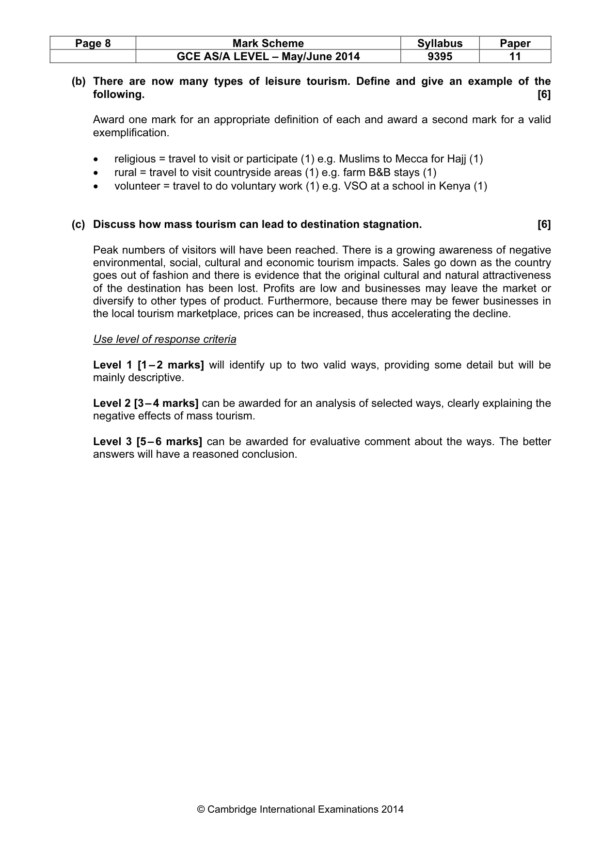 Mark scheme, page 8 of 9