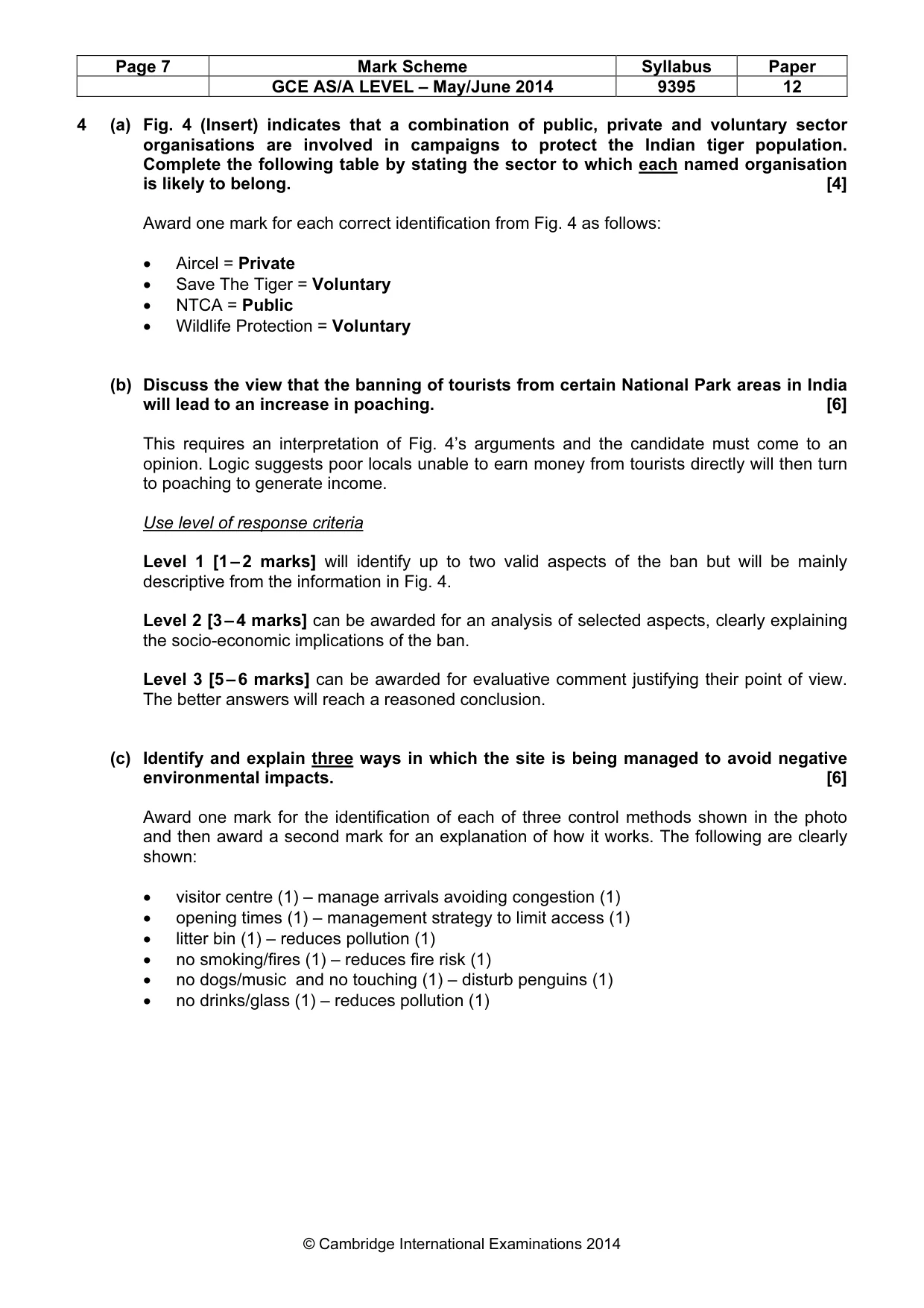 Mark scheme, page 7 of 8