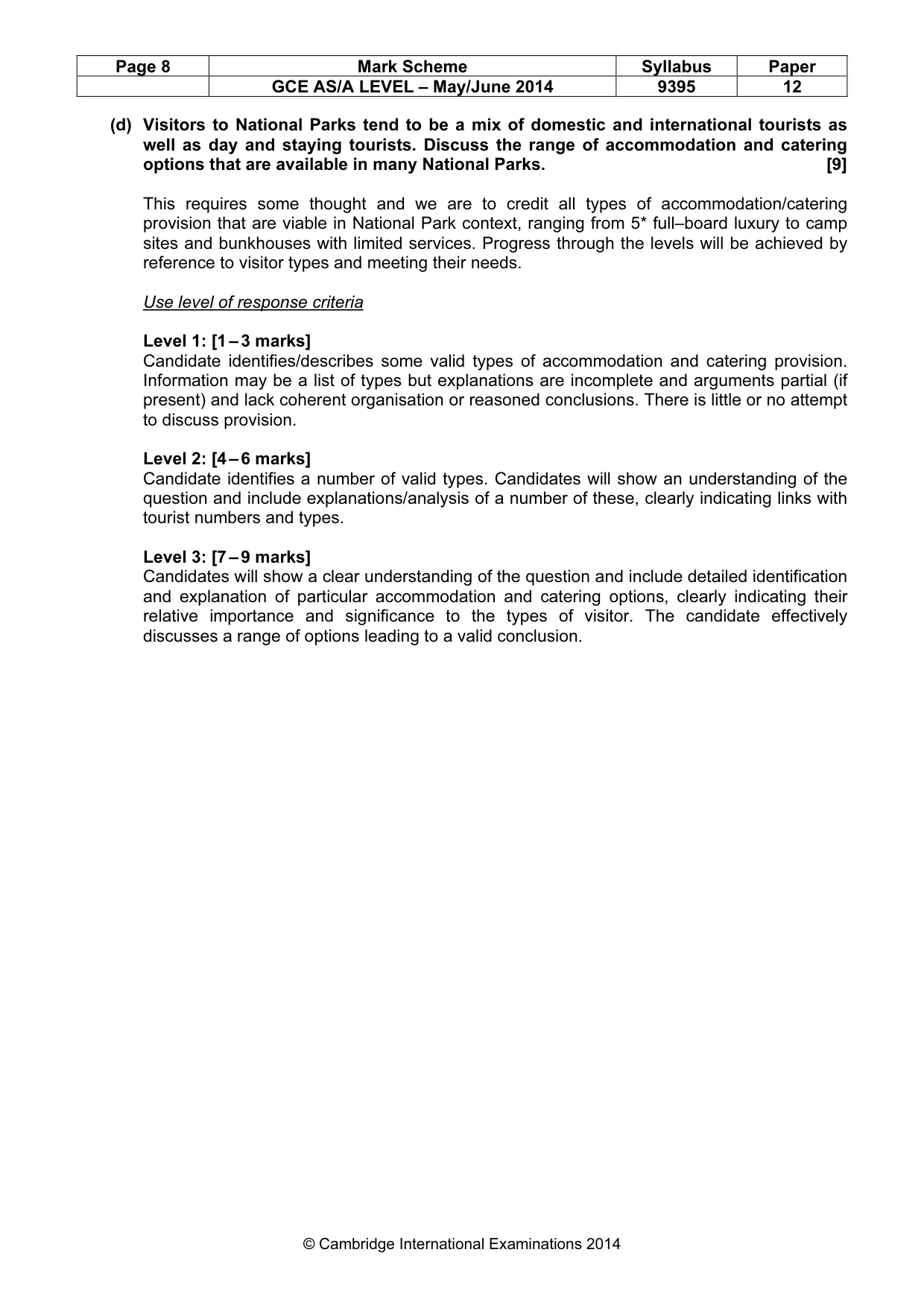 Mark scheme, page 8 of 8
