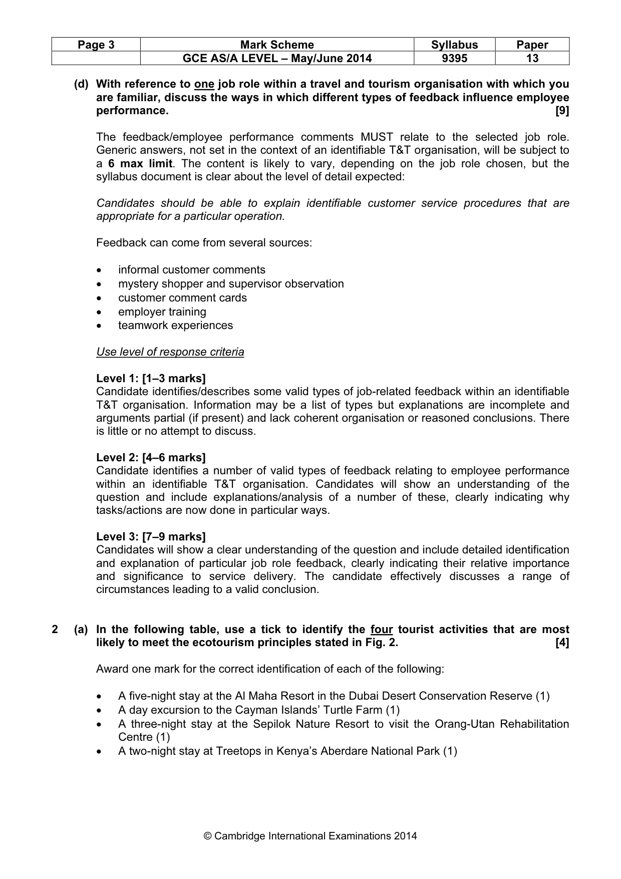 Mark scheme, page 3 of 8