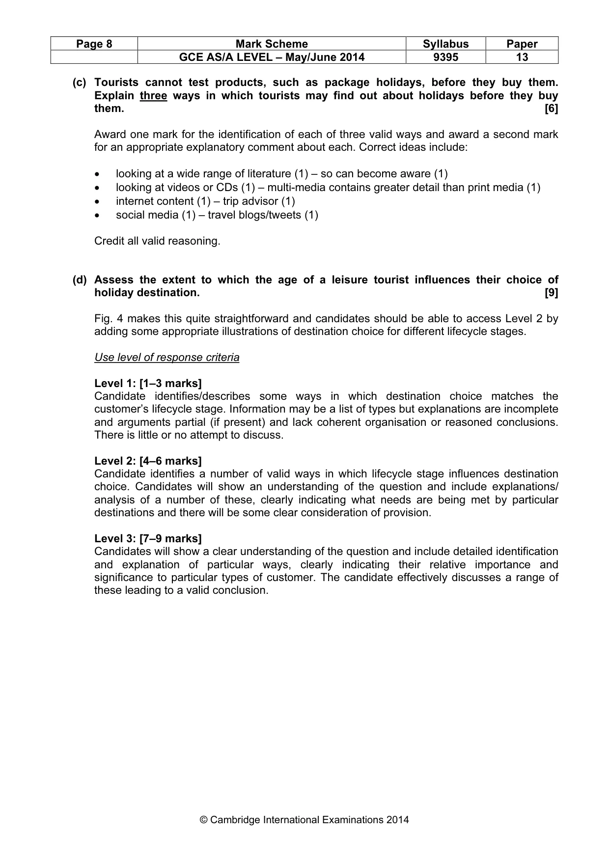 Mark scheme, page 8 of 8