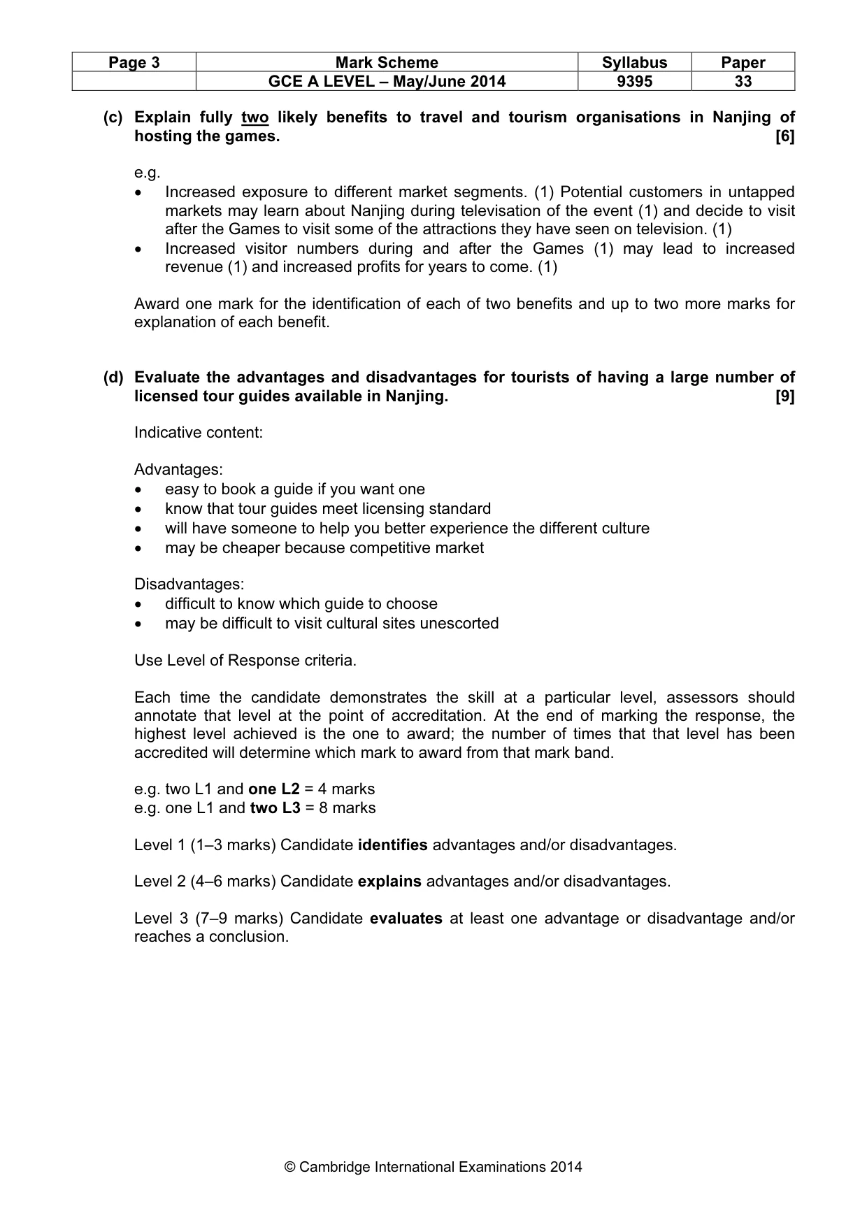 Mark scheme, page 3 of 8
