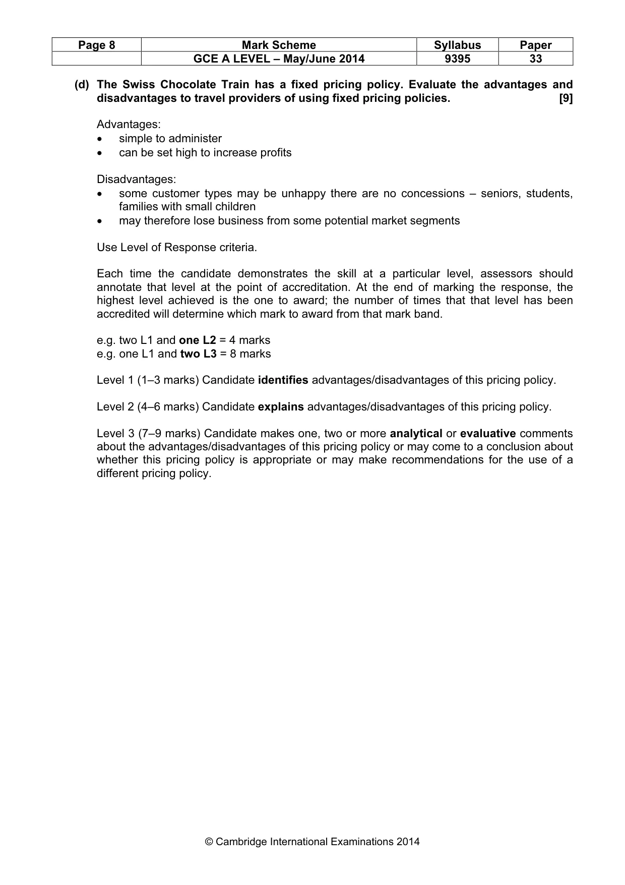 Mark scheme, page 8 of 8