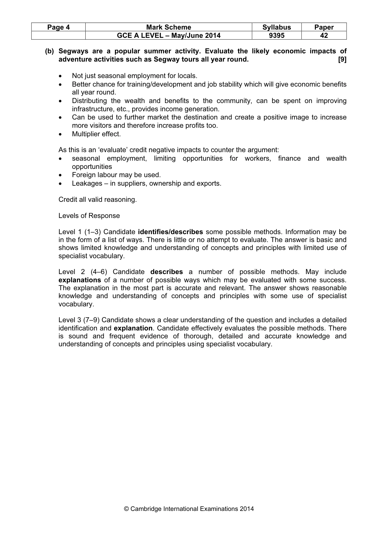 Mark scheme, page 4 of 5