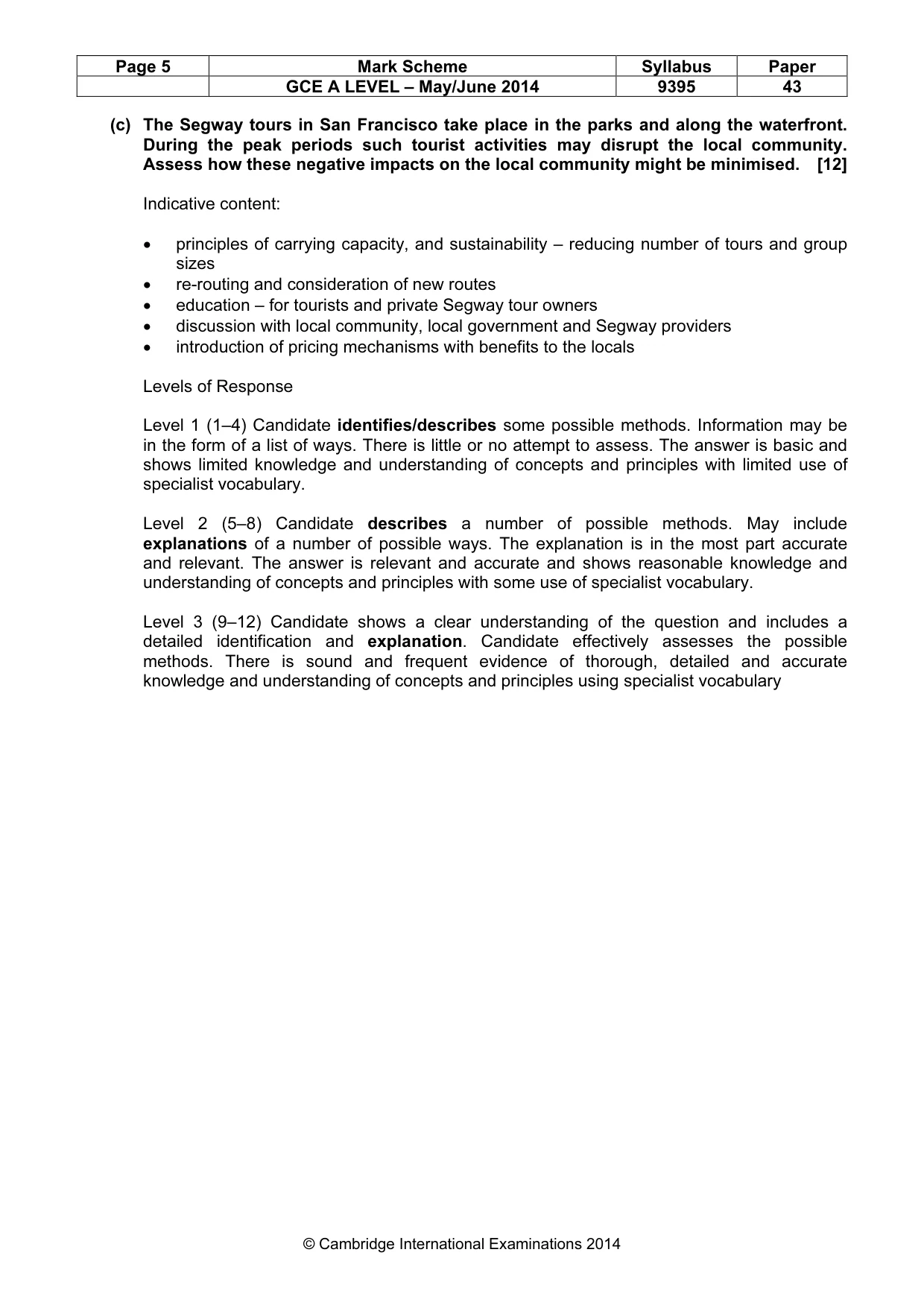 Mark scheme, page 5 of 5