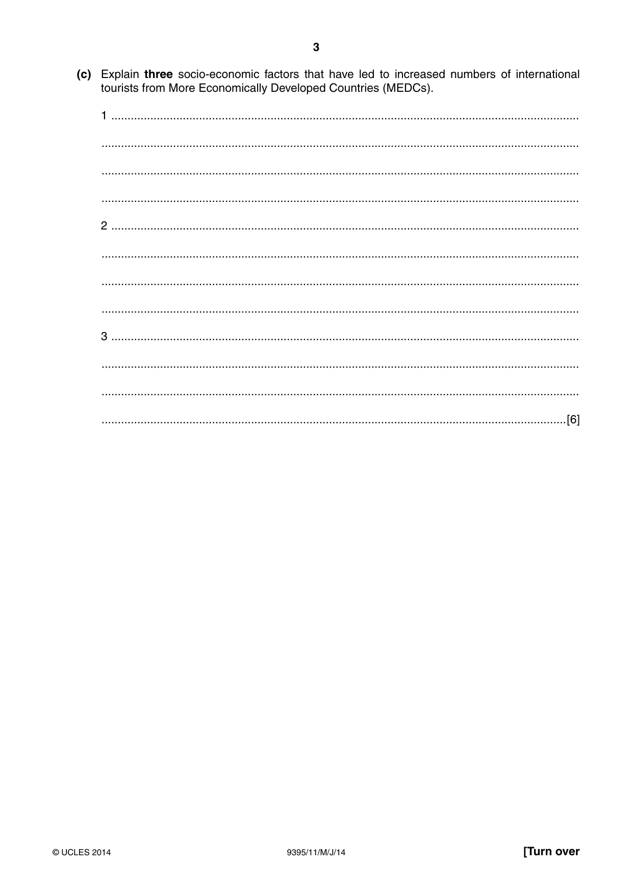 Cambridge A Level Travel and Tourism 9395 2014 May/June Paper 1 · Variant 1 question paper, page 3 of 16