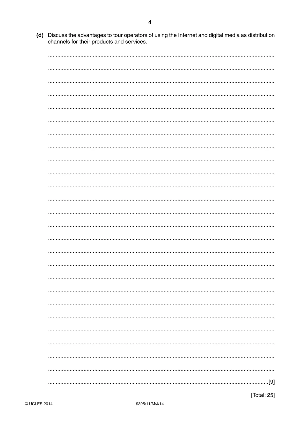 Cambridge A Level Travel and Tourism 9395 2014 May/June Paper 1 · Variant 1 question paper, page 4 of 16