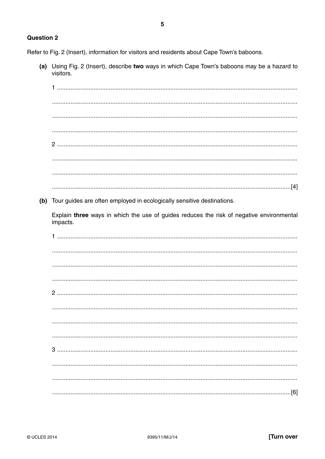Cambridge A Level Travel and Tourism 9395 2014 May/June Paper 1 · Variant 1 question paper, page 5 of 16