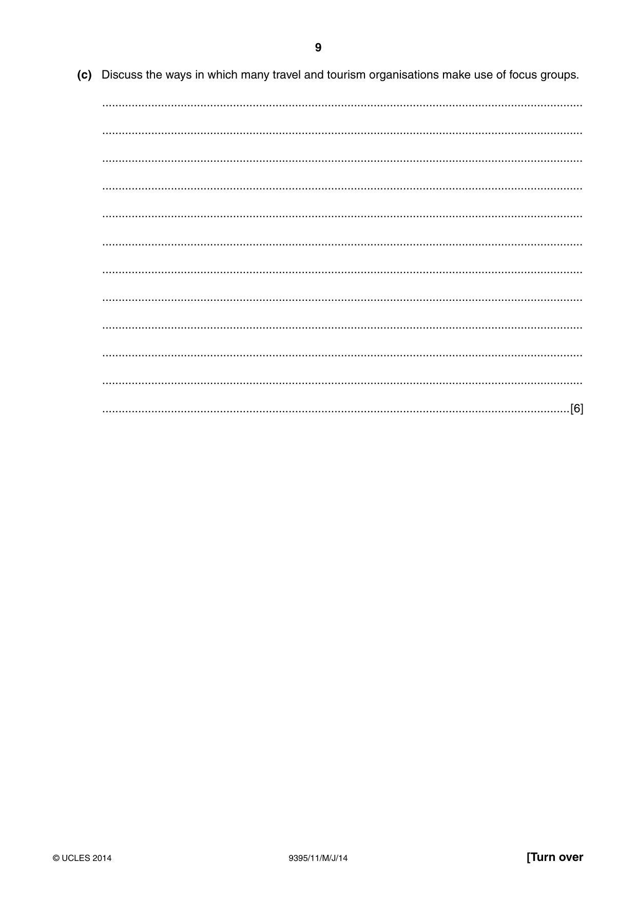 Cambridge A Level Travel and Tourism 9395 2014 May/June Paper 1 · Variant 1 question paper, page 9 of 16