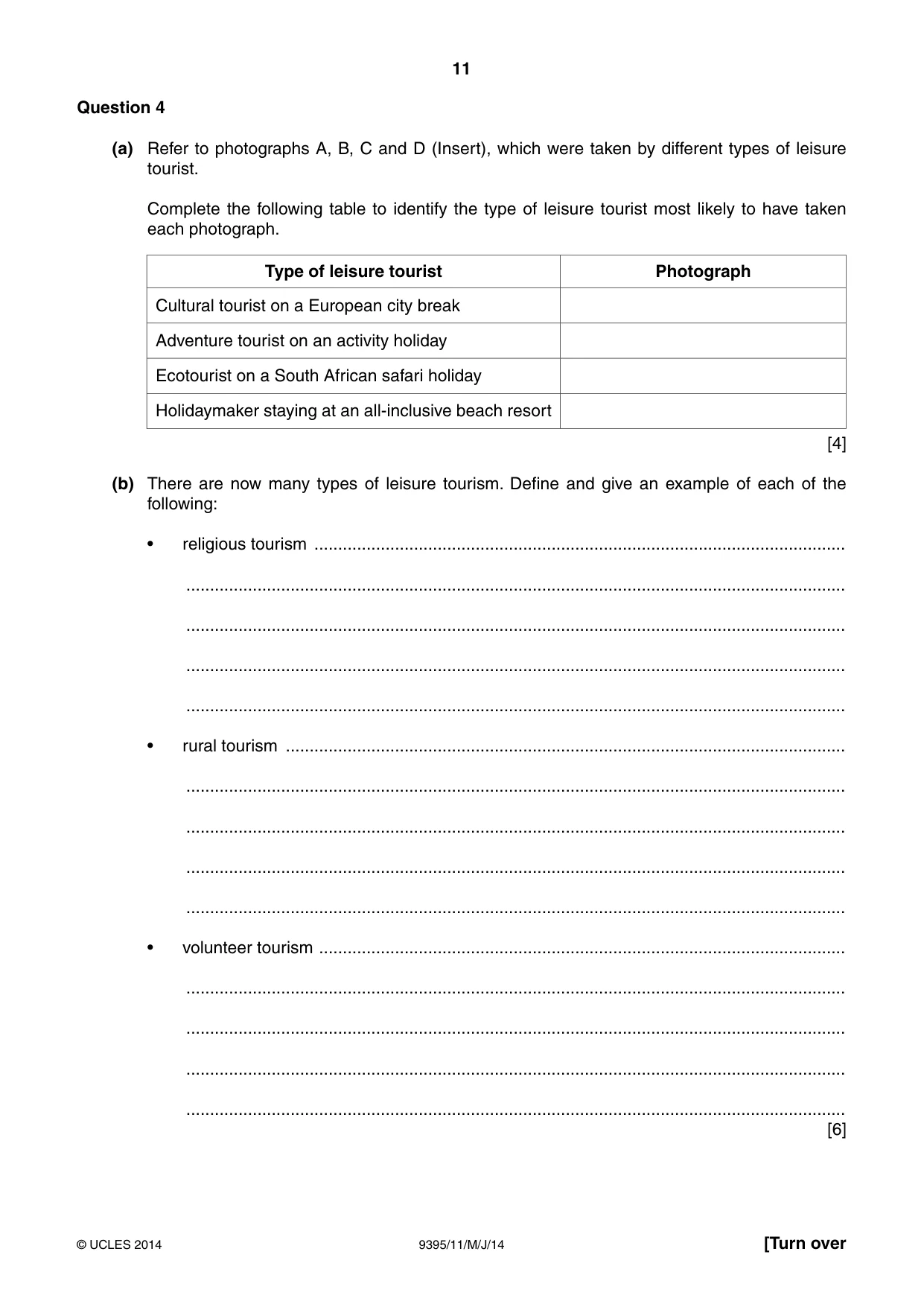 Cambridge A Level Travel and Tourism 9395 2014 May/June Paper 1 · Variant 1 question paper, page 11 of 16