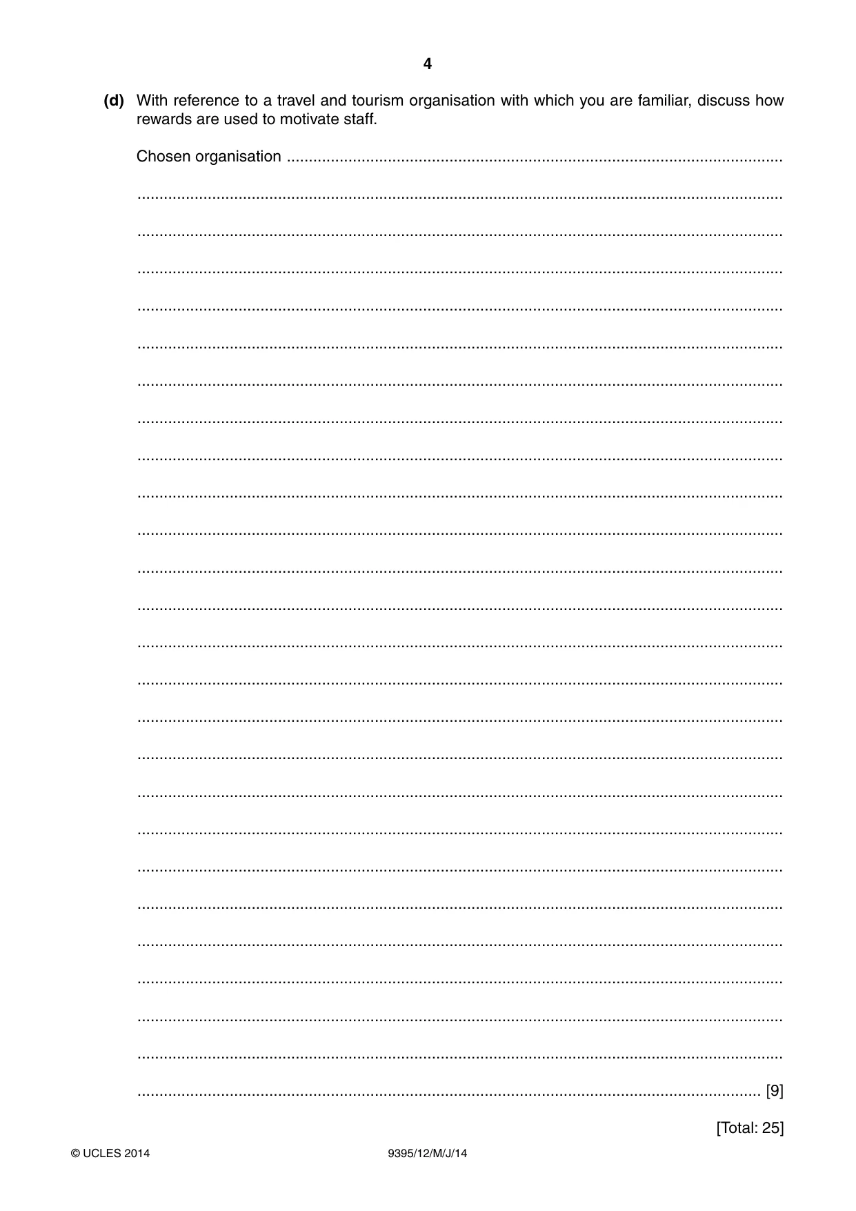 Cambridge A Level Travel and Tourism 9395 2014 May/June Paper 1 · Variant 2 question paper, page 4 of 16