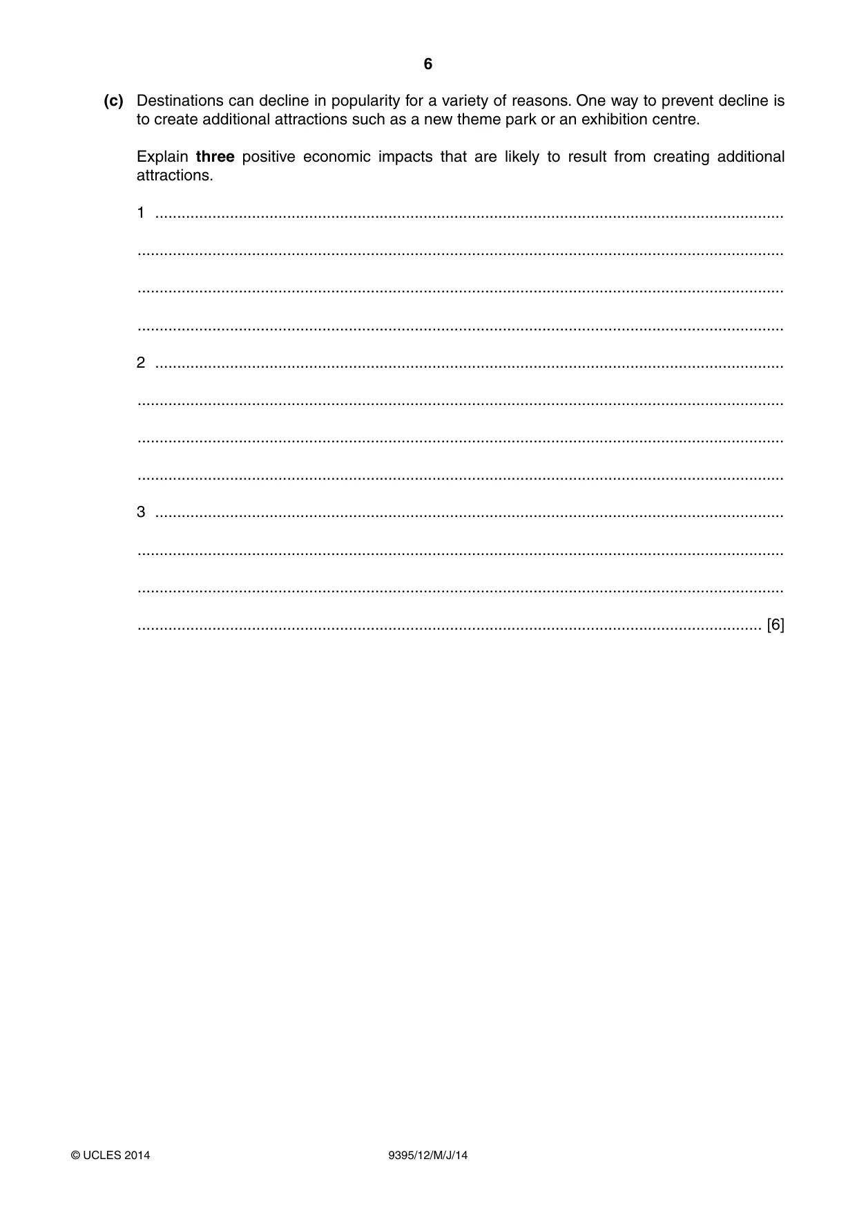 Cambridge A Level Travel and Tourism 9395 2014 May/June Paper 1 · Variant 2 question paper, page 6 of 16