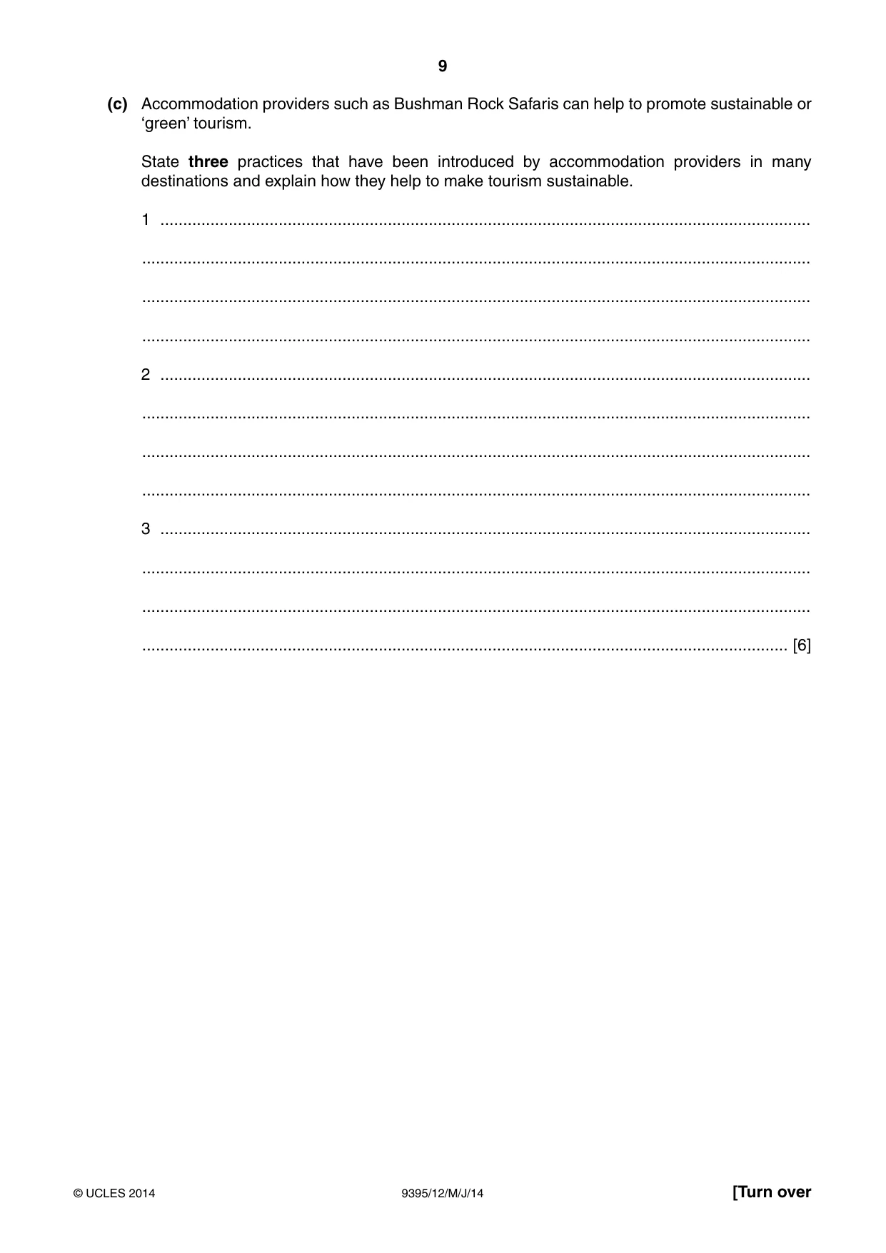 Cambridge A Level Travel and Tourism 9395 2014 May/June Paper 1 · Variant 2 question paper, page 9 of 16