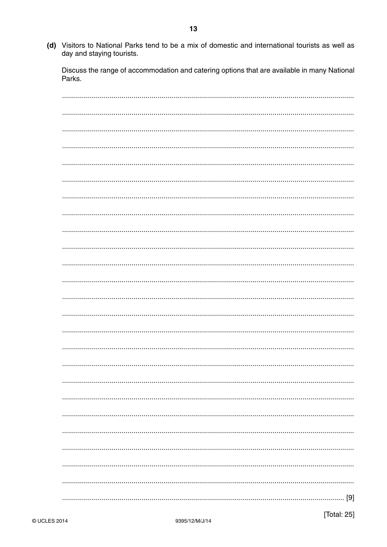 Cambridge A Level Travel and Tourism 9395 2014 May/June Paper 1 · Variant 2 question paper, page 13 of 16