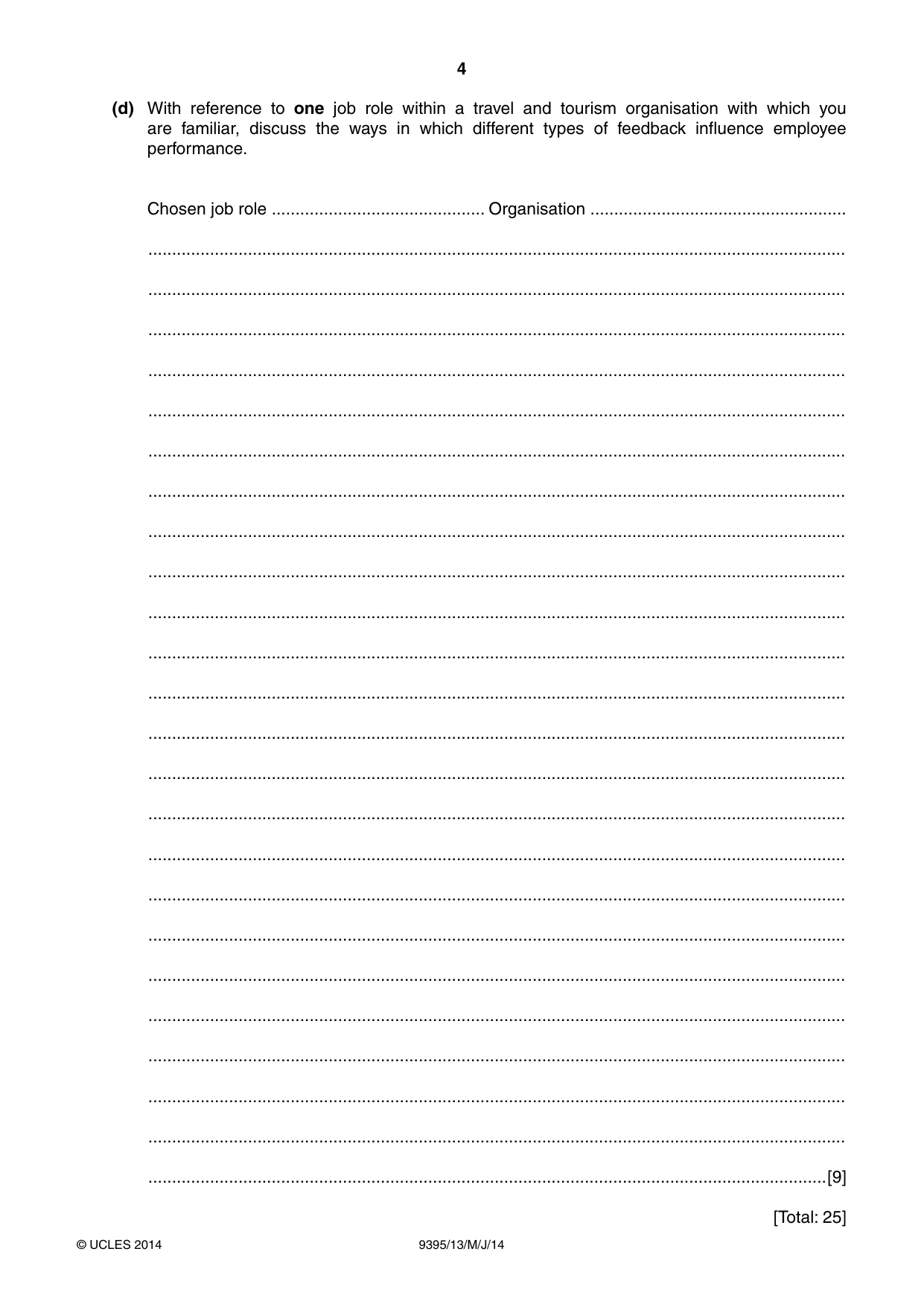 Cambridge A Level Travel and Tourism 9395 2014 May/June Paper 1 · Variant 3 question paper, page 4 of 16