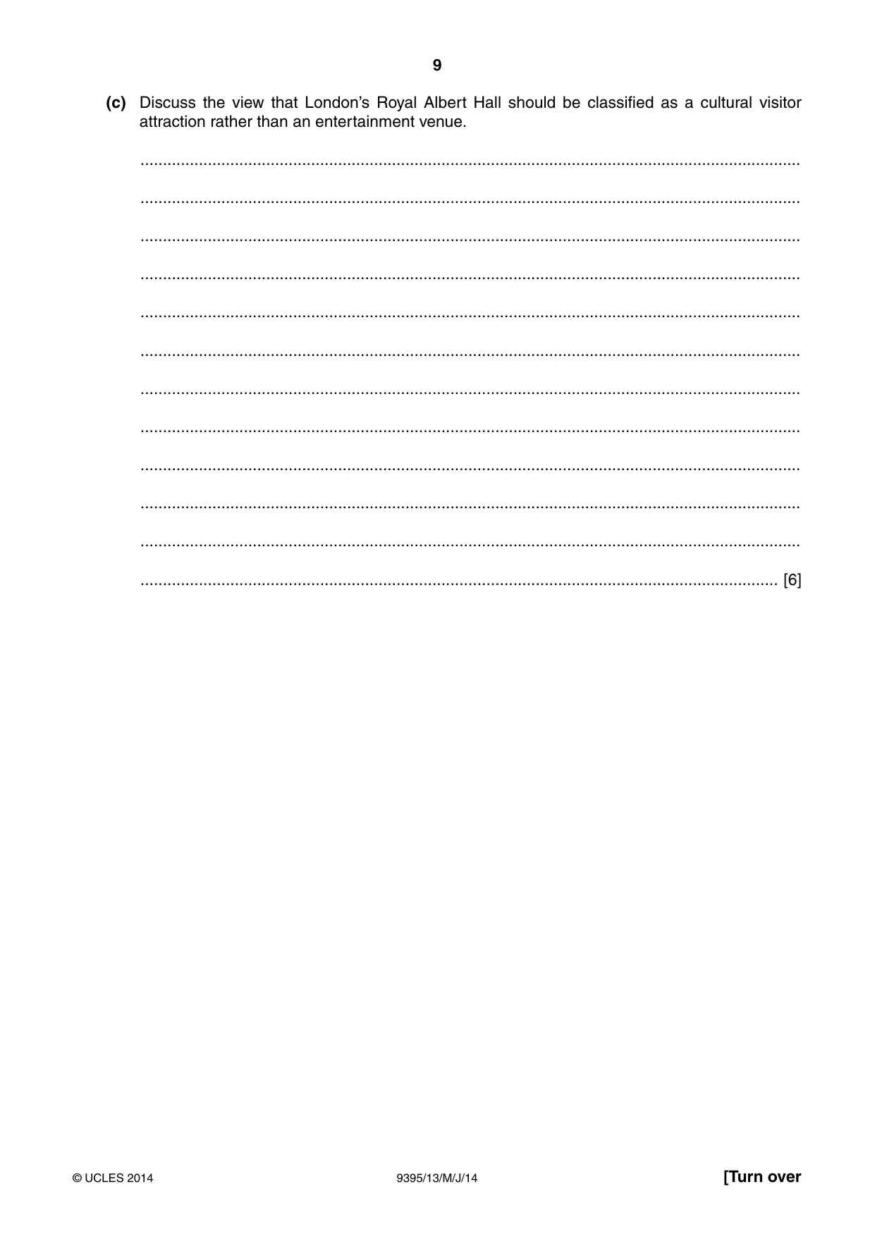 Cambridge A Level Travel and Tourism 9395 2014 May/June Paper 1 · Variant 3 question paper, page 9 of 16