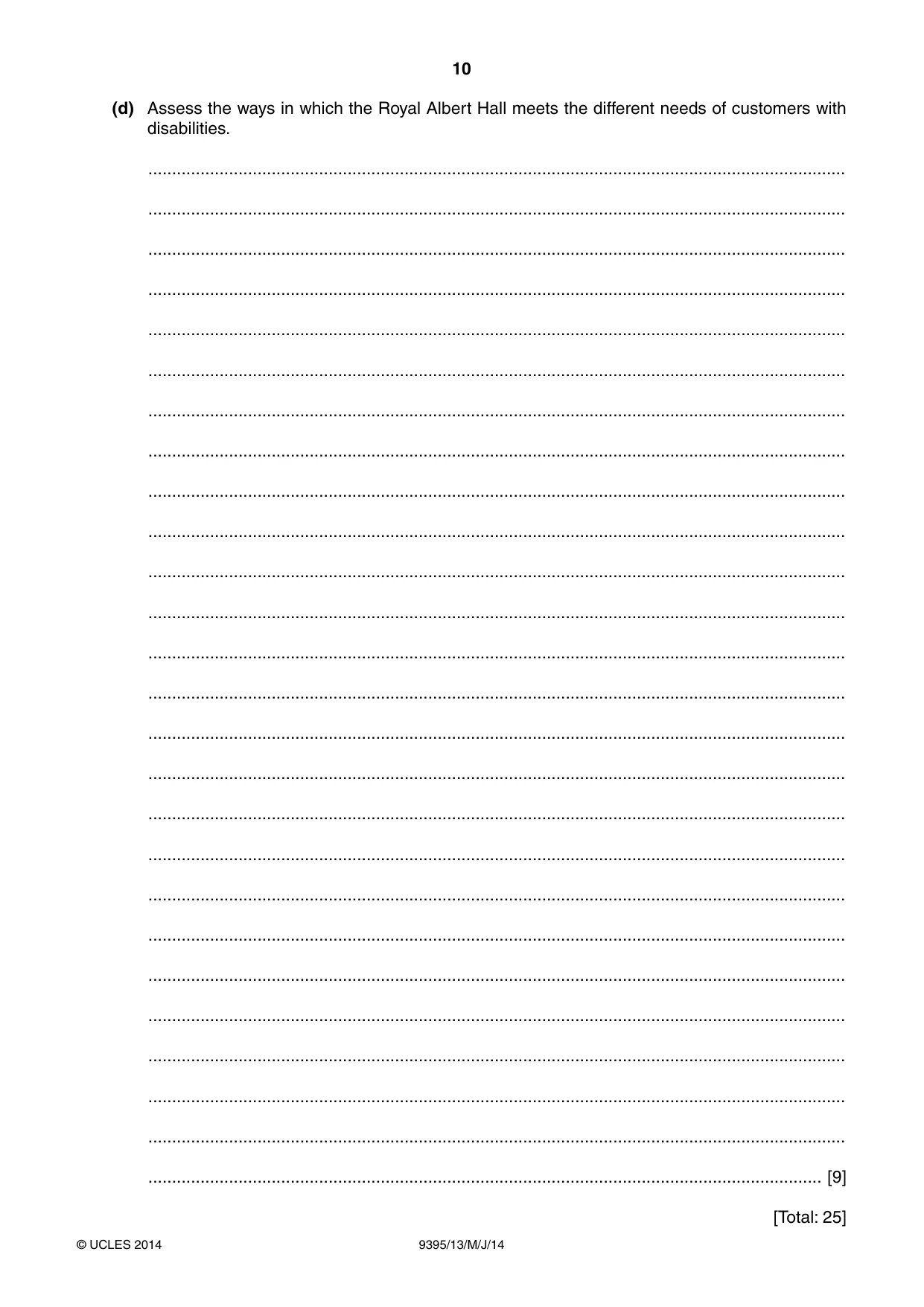 Cambridge A Level Travel and Tourism 9395 2014 May/June Paper 1 · Variant 3 question paper, page 10 of 16