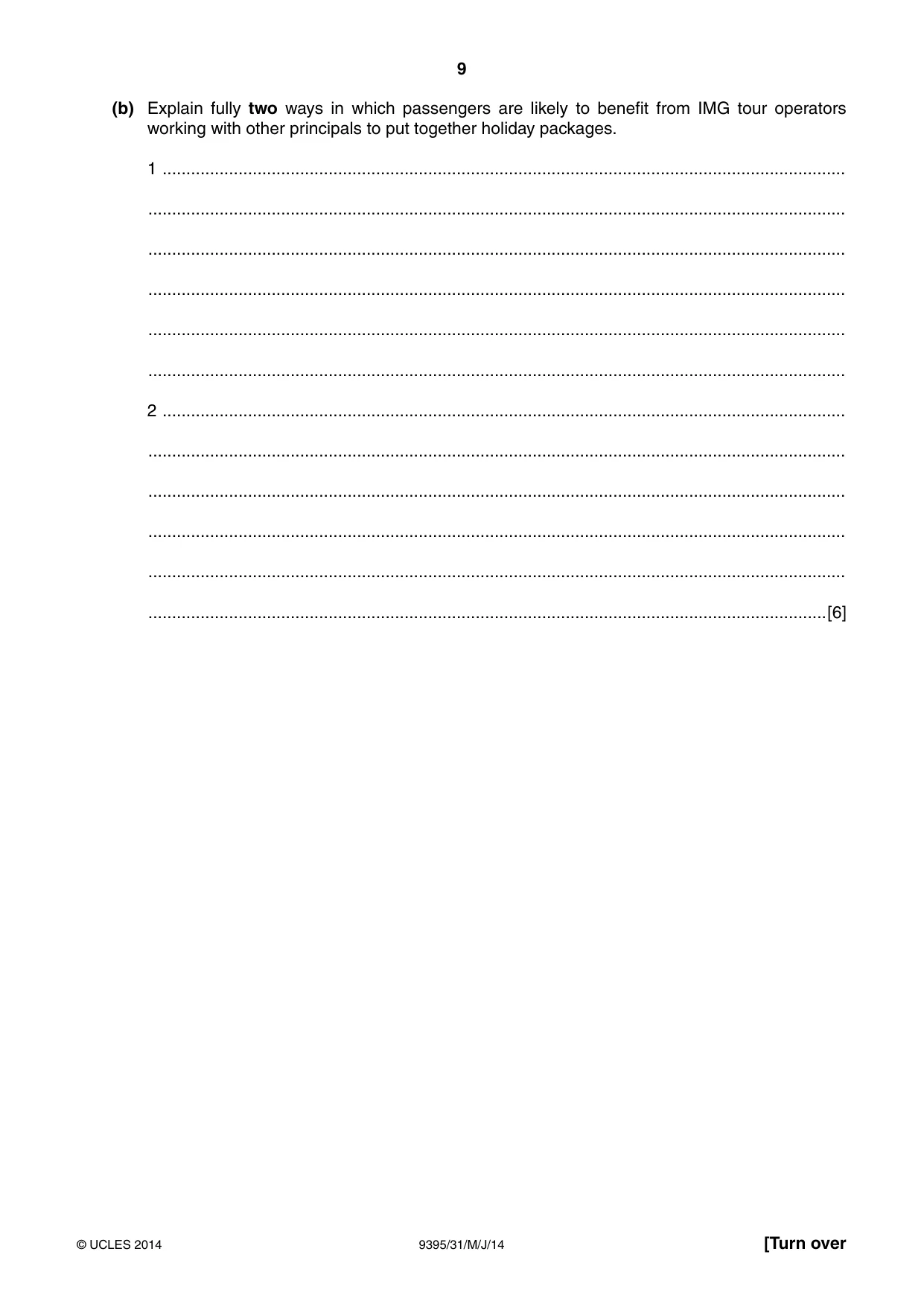 Cambridge A Level Travel and Tourism 9395 2014 May/June Paper 3 · Variant 1 question paper, page 9 of 16