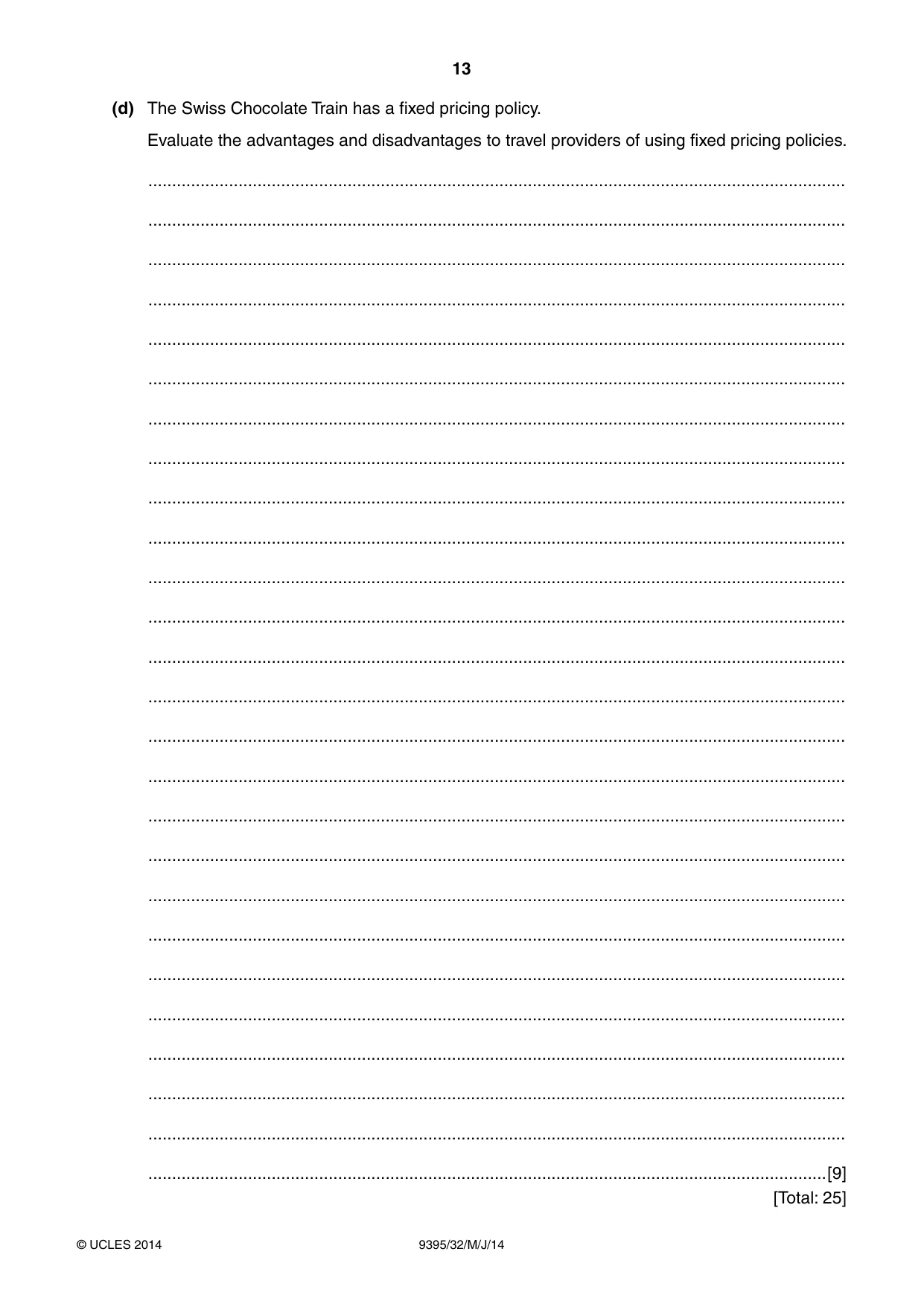 Cambridge A Level Travel and Tourism 9395 2014 May/June Paper 3 · Variant 2 question paper, page 13 of 16