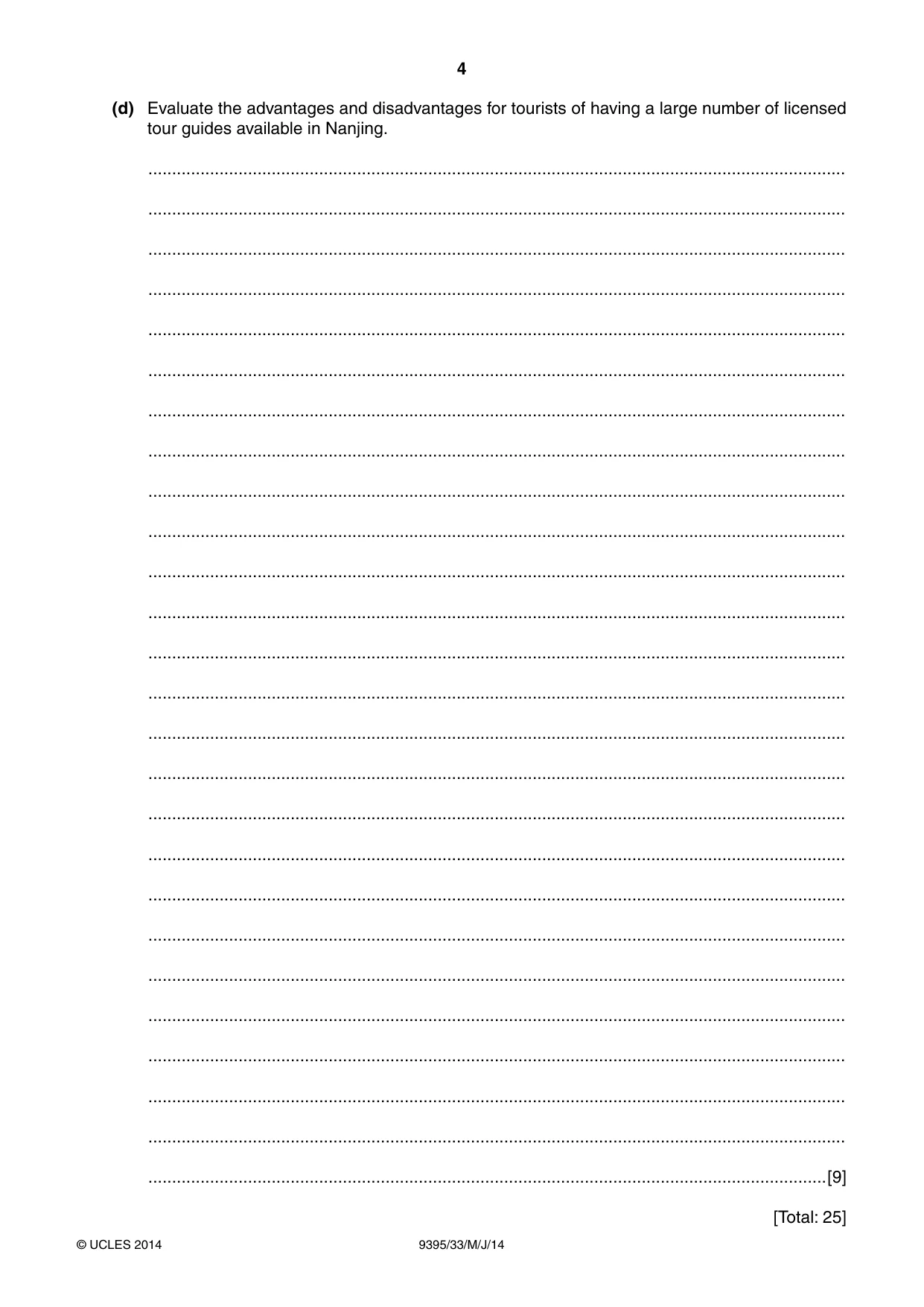 Cambridge A Level Travel and Tourism 9395 2014 May/June Paper 3 · Variant 3 question paper, page 4 of 16