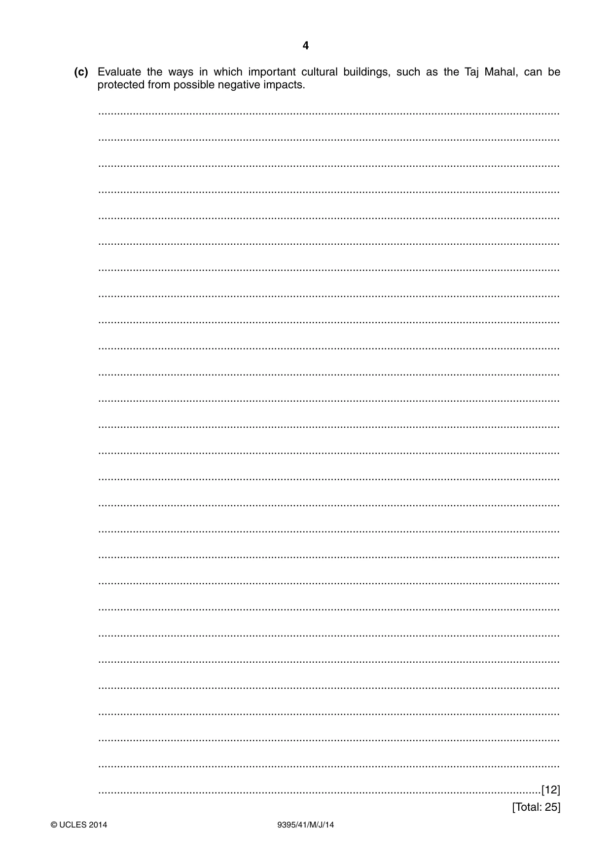 Cambridge A Level Travel and Tourism 9395 2014 May/June Paper 4 · Variant 1 question paper, page 4 of 8