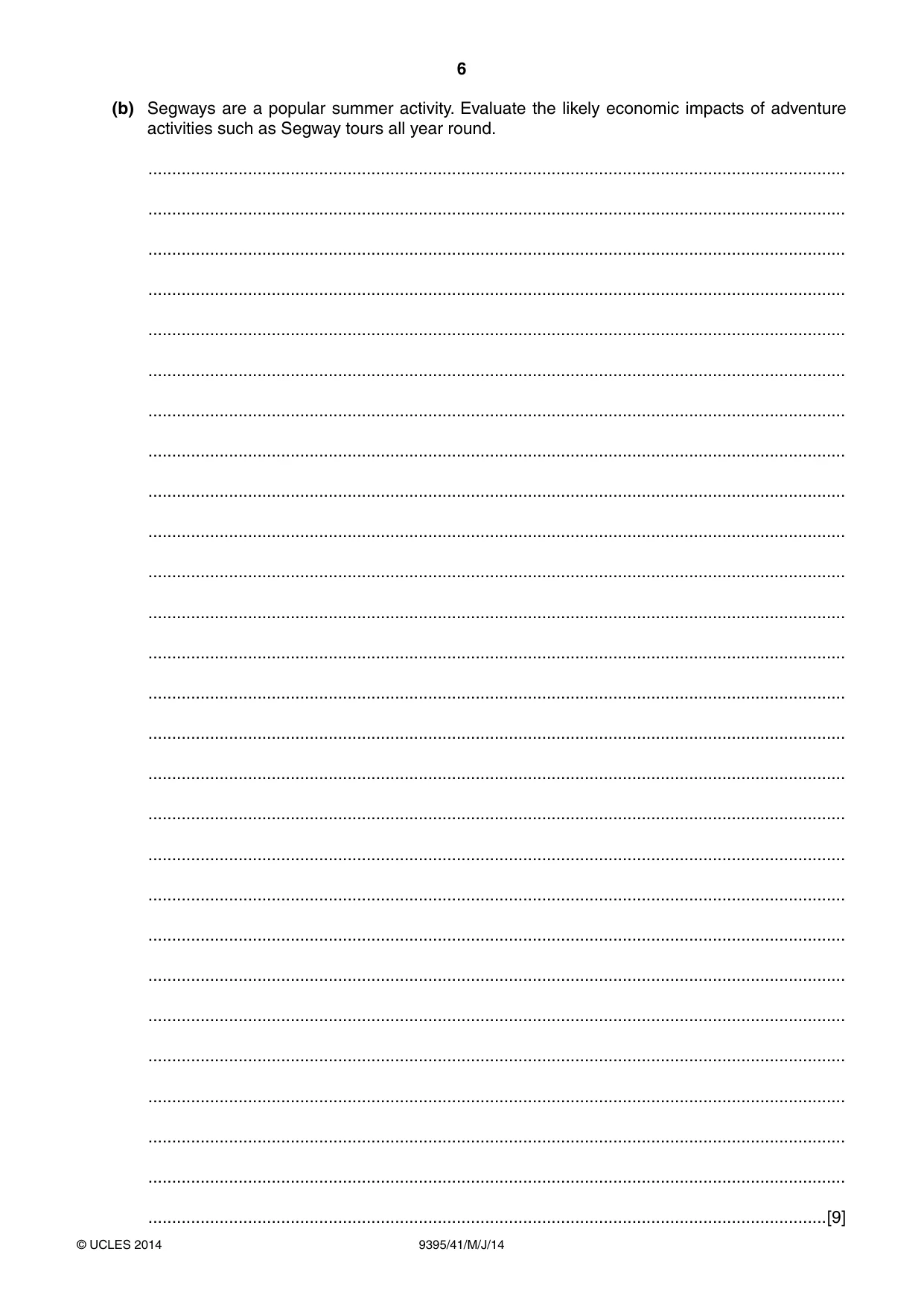 Cambridge A Level Travel and Tourism 9395 2014 May/June Paper 4 · Variant 1 question paper, page 6 of 8