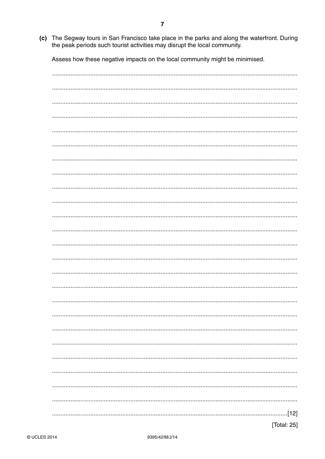 Cambridge A Level Travel and Tourism 9395 2014 May/June Paper 4 · Variant 2 question paper, page 7 of 8