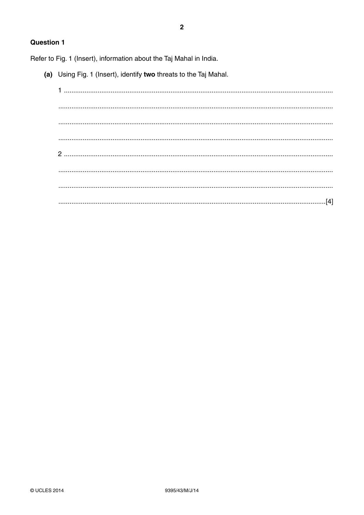 Cambridge A Level Travel and Tourism 9395 2014 May/June Paper 4 · Variant 3 question paper, page 2 of 8