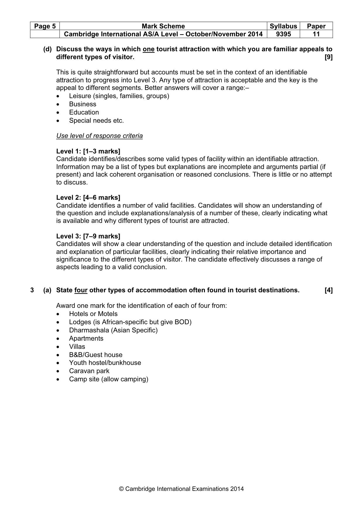 Mark scheme, page 5 of 9