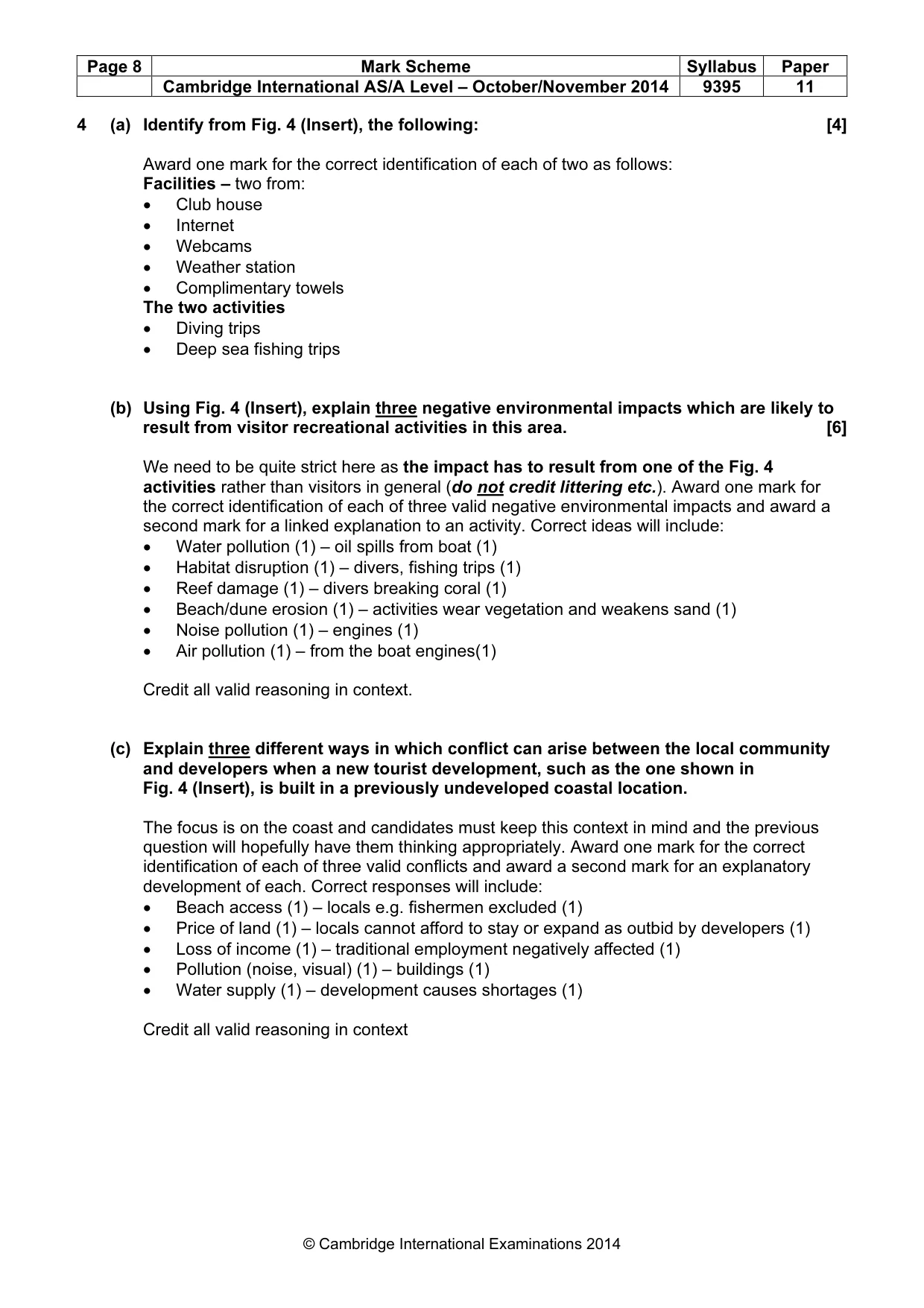 Mark scheme, page 8 of 9