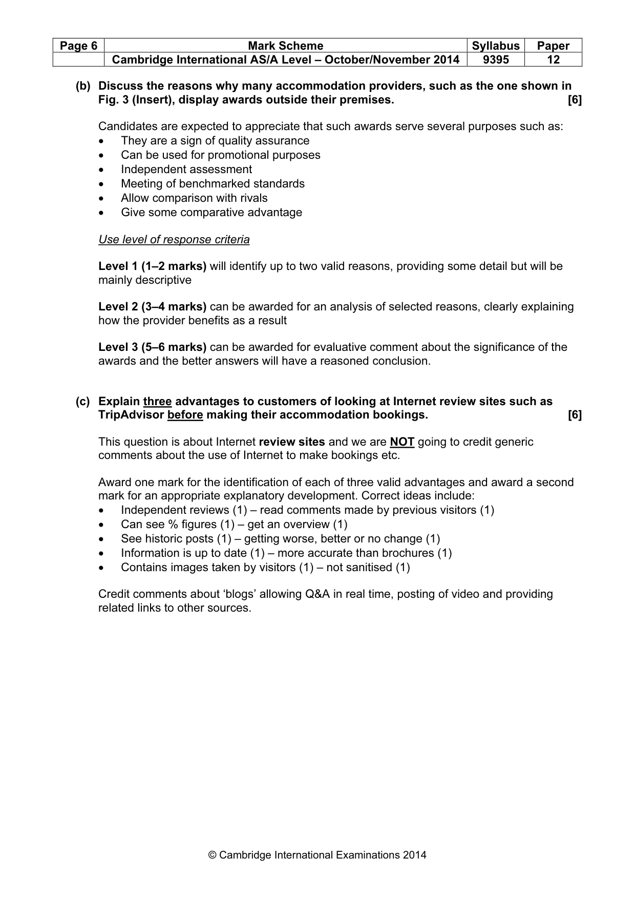 Mark scheme, page 6 of 9