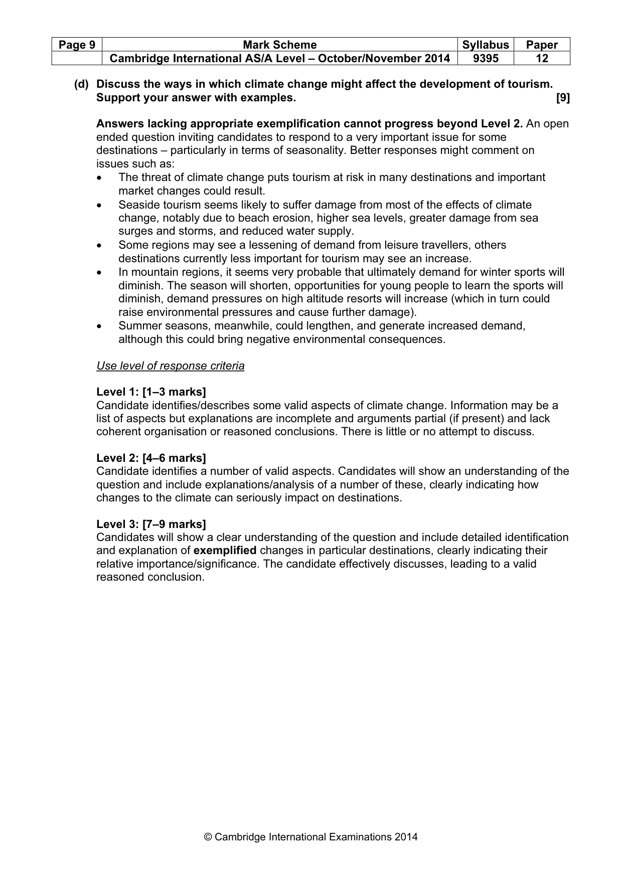 Mark scheme, page 9 of 9