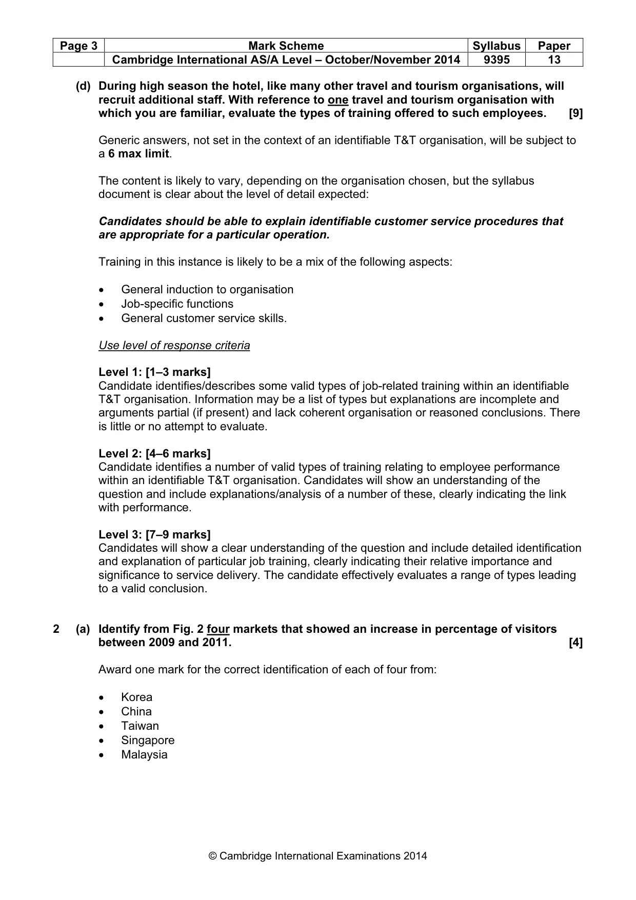 Mark scheme, page 3 of 9