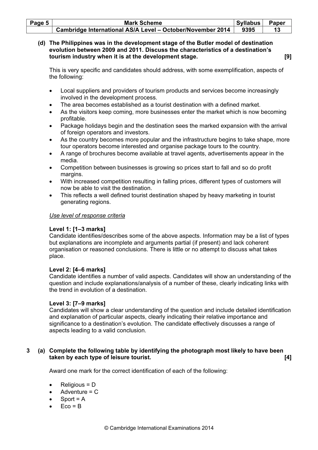 Mark scheme, page 5 of 9