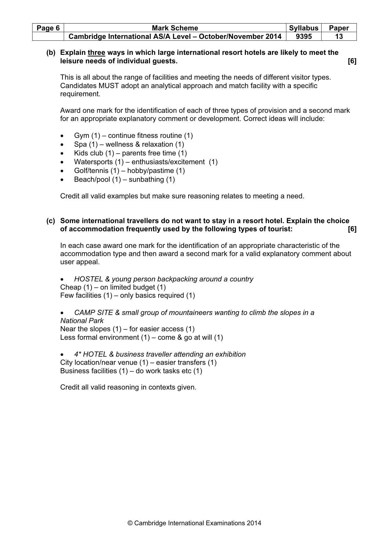 Mark scheme, page 6 of 9