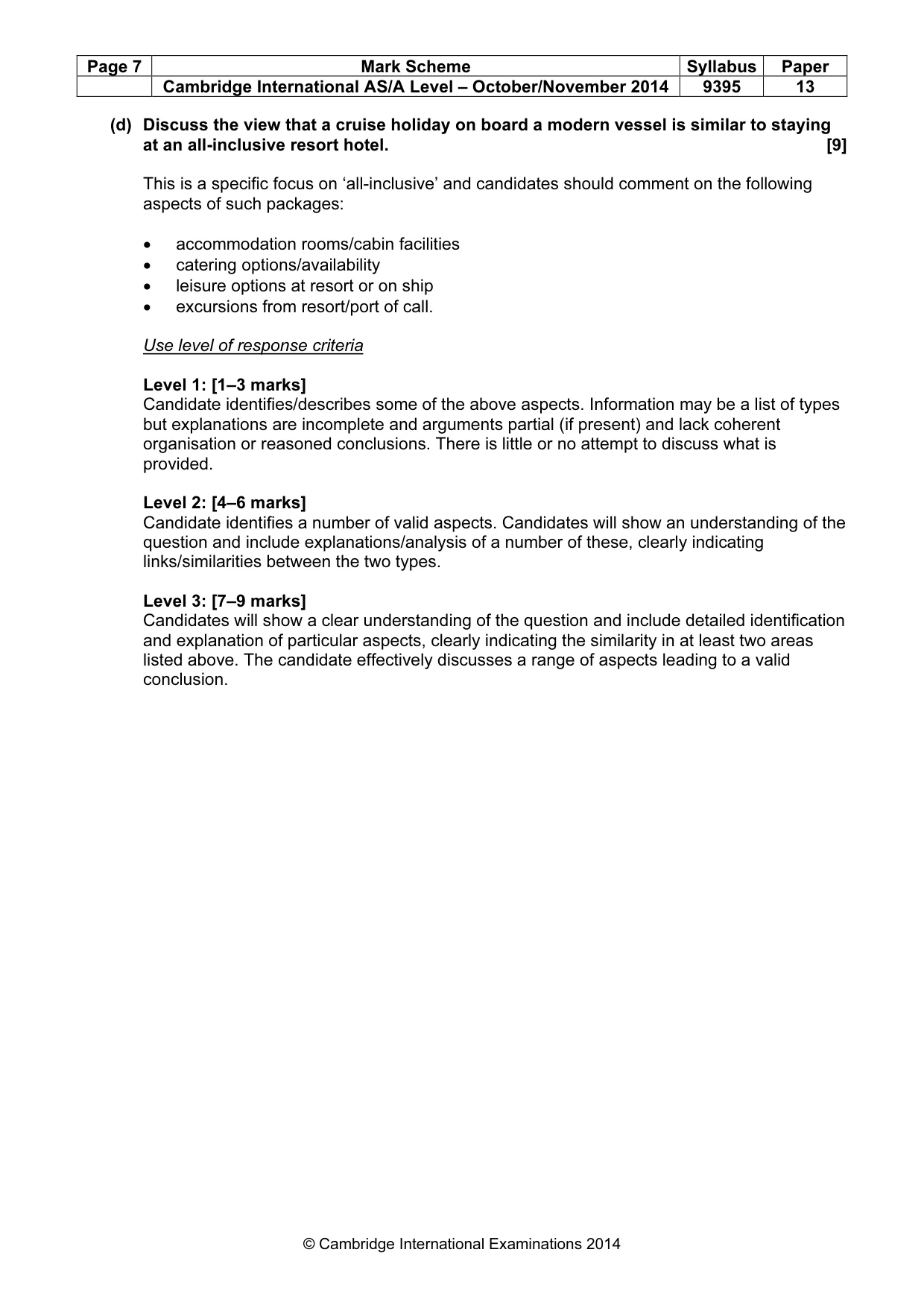 Mark scheme, page 7 of 9