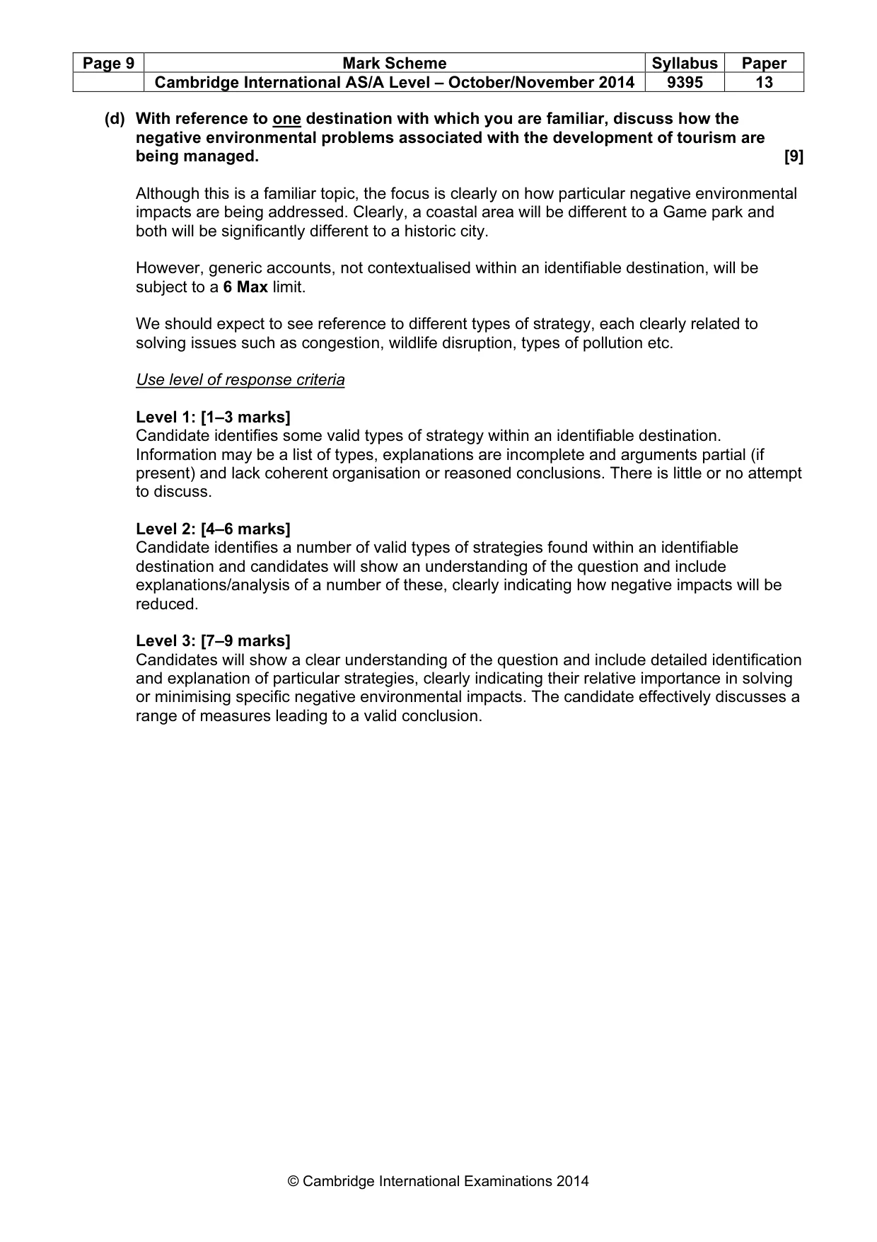 Mark scheme, page 9 of 9