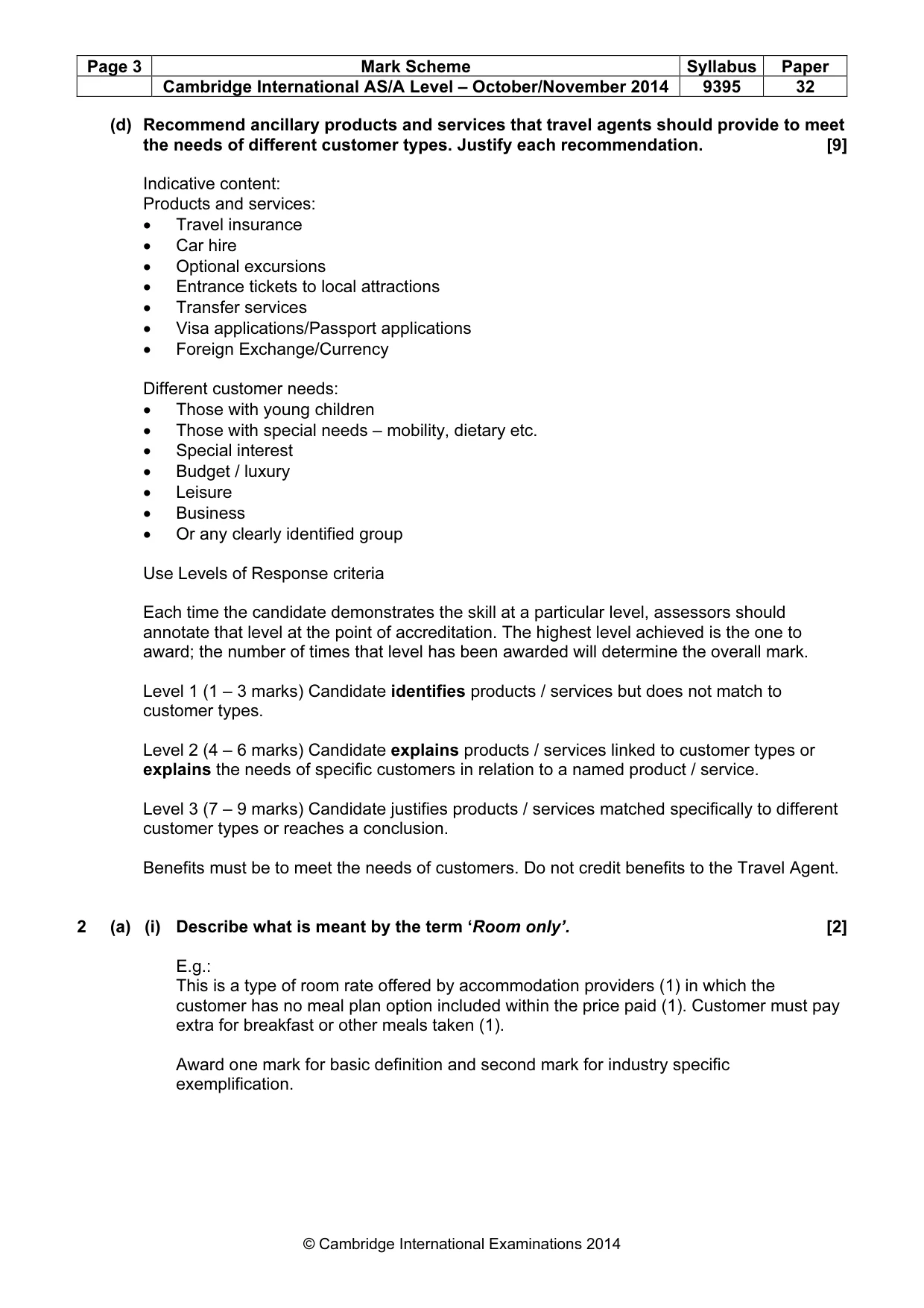 Mark scheme, page 3 of 9