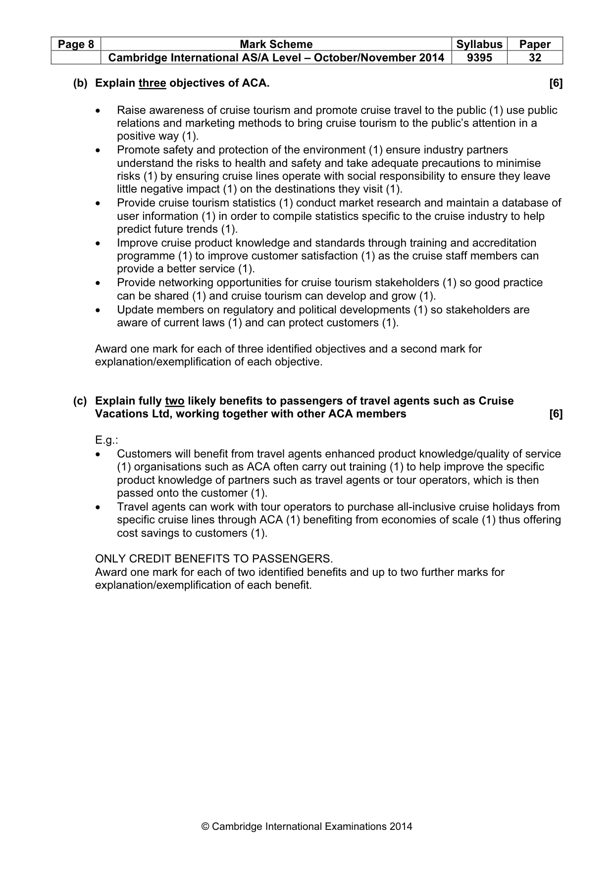Mark scheme, page 8 of 9