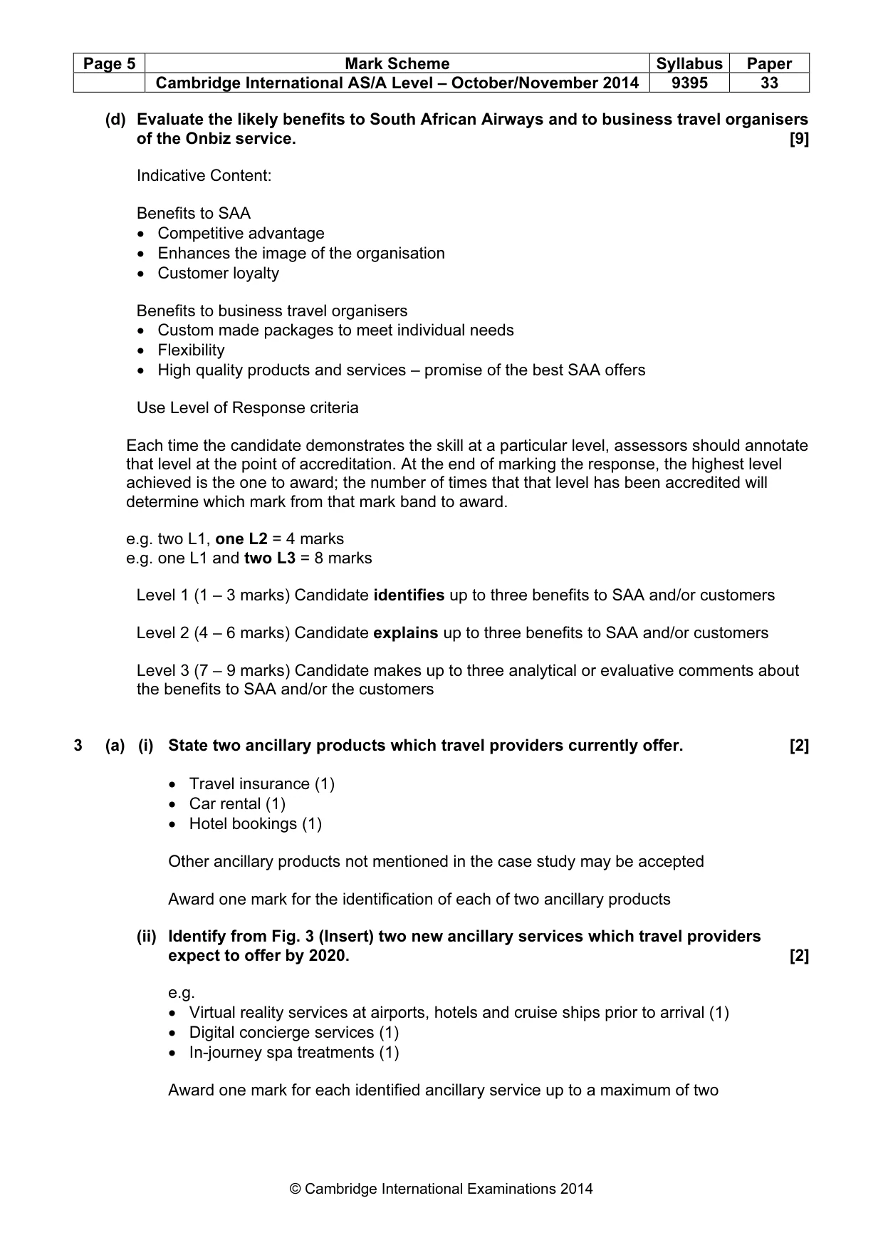 Mark scheme, page 5 of 9